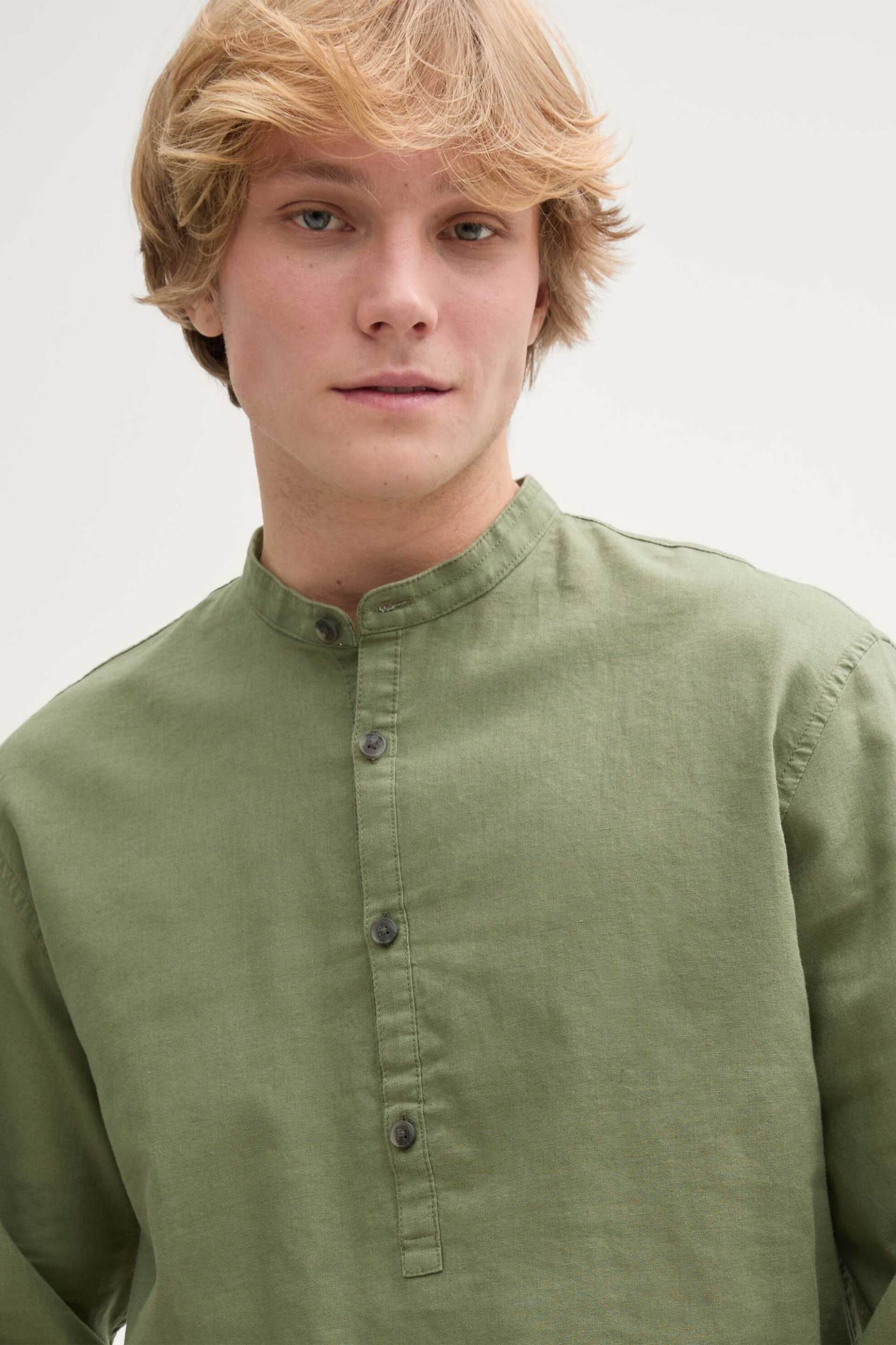 Tom Tailor ανδρική μπλούζα henley Relaxed Fit - 1045187 Λαδί φωτογραφία