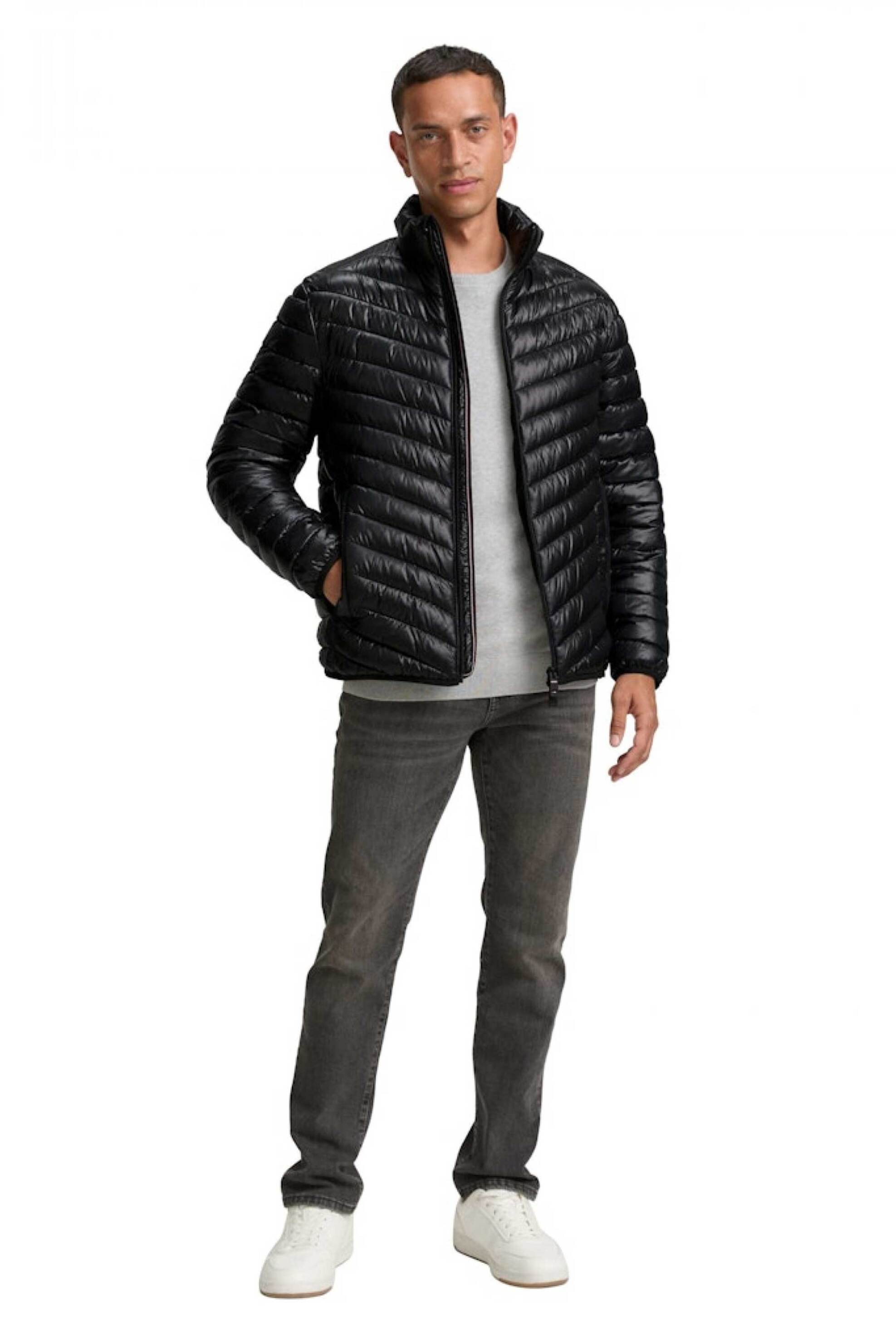 Tom Tailor ανδρικό αδιάβροχο μπουφάν με καπιτονέ σχέδιο και ψηλό λαιμό - 1046221 Μαύρο φωτογραφία