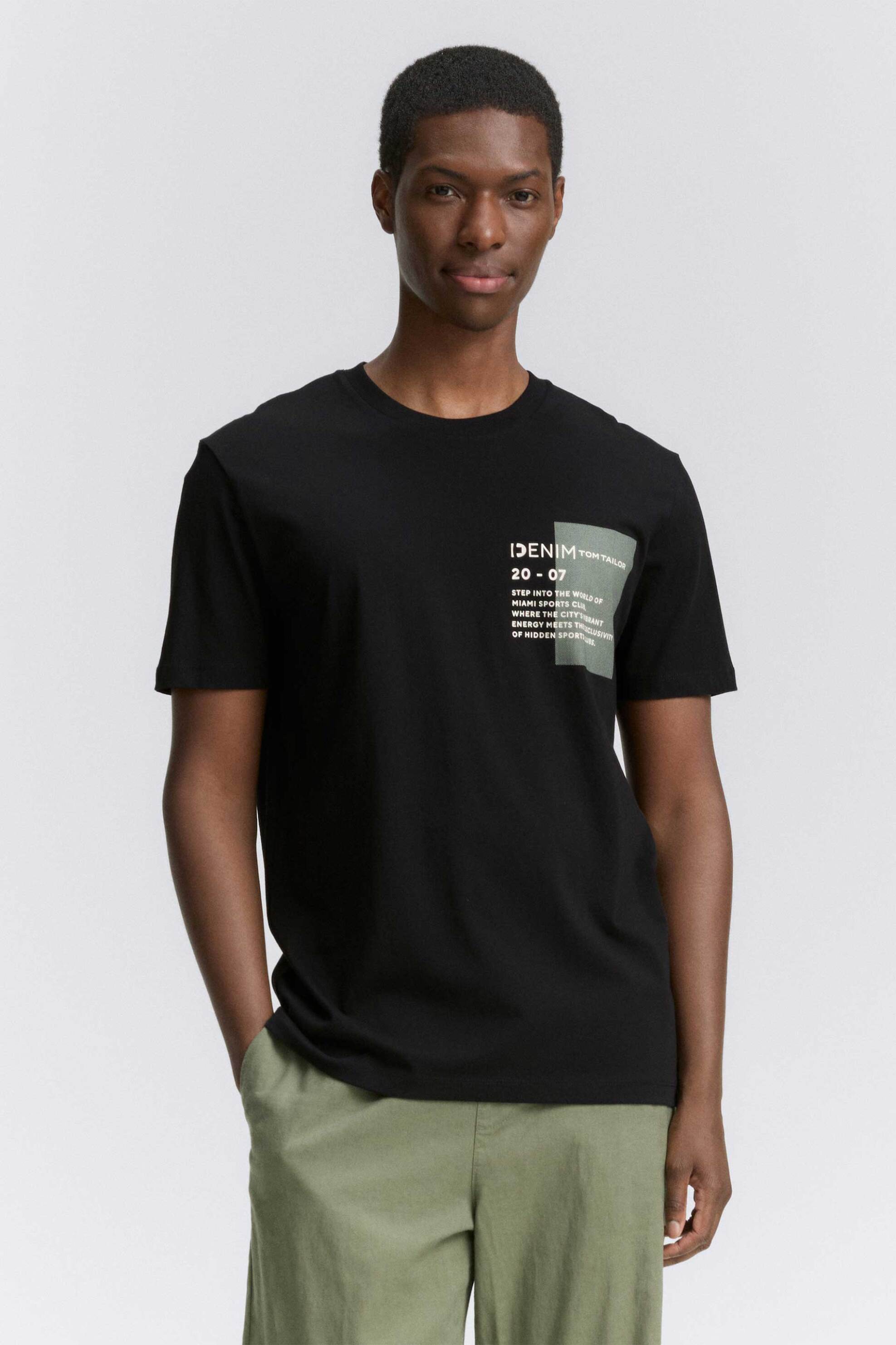 Tom Tailor ανδρικό T-shirt με logo print - 1043491 Μαύρο