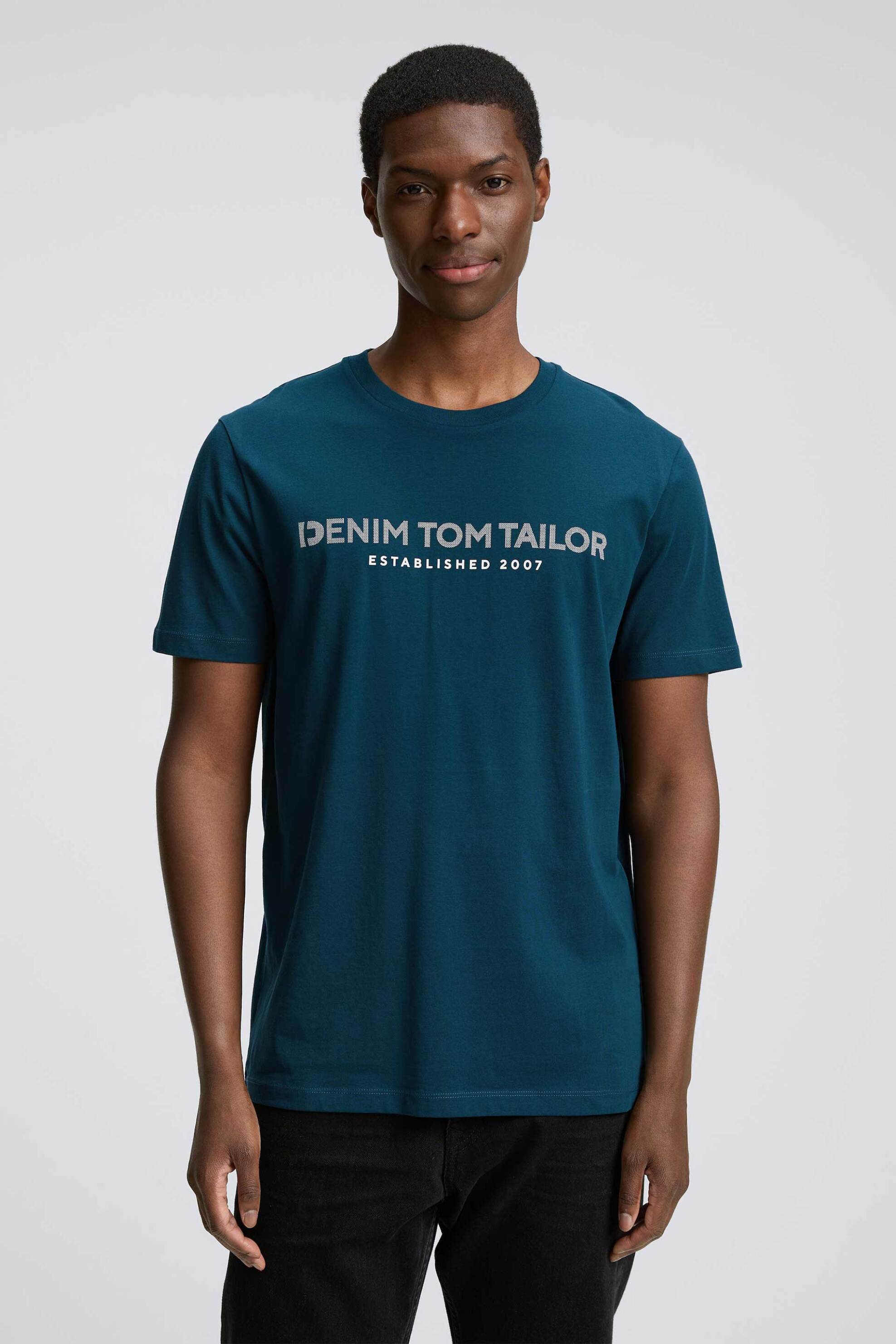 Tom Tailor ανδρικό T-shirt με logo print - 1043491 Πετρόλ