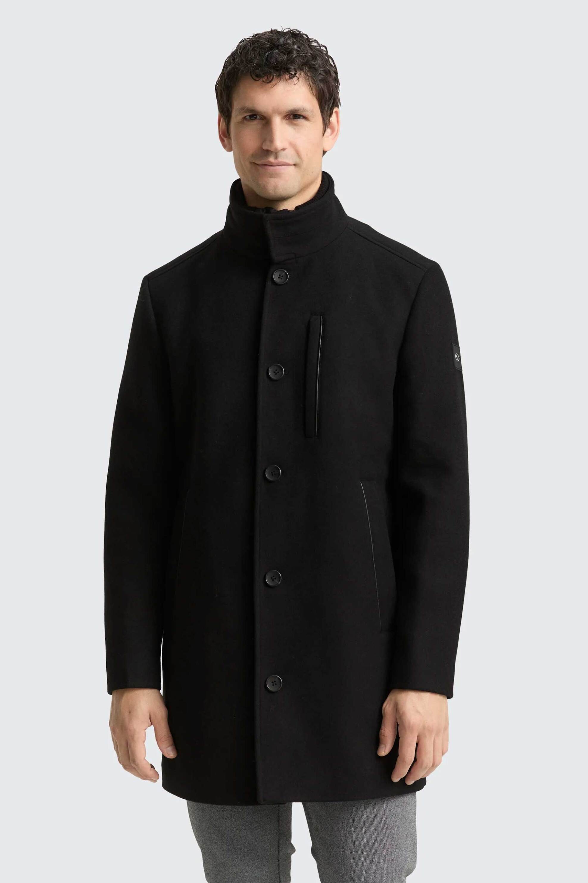 Tom Tailor ανδρικό παλτό με αποσπώμενη επένδυση Regular Fit - 1046983 Μαύρο