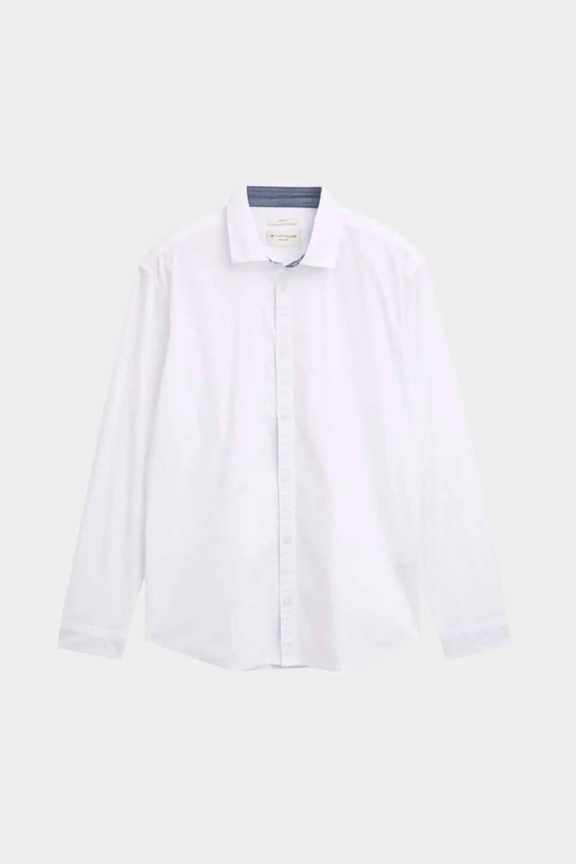 Tom Tailor ανδρικό πουκάμισο μονόχρωμο Regular Fit - 1047331 Λευκό