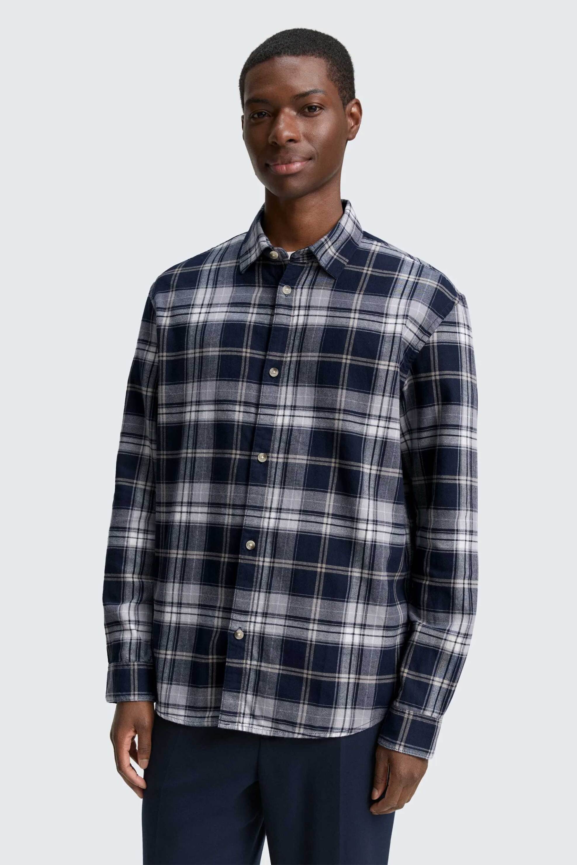 Tom Tailor ανδρικό πουκάμισο με καρό σχέδιο Relaxed Fit - 1047348 Μπλε Σκούρο