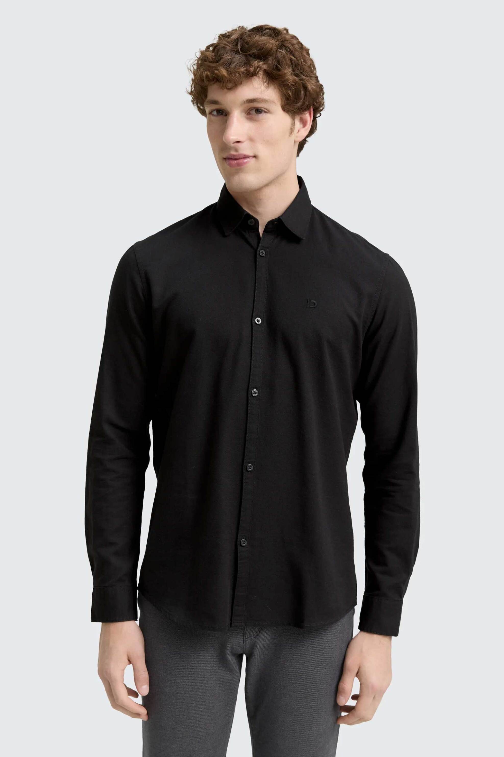 Tom Tailor ανδρικό πουκάμισο μονόχρωμο Regular Fit - 1047353 Μαύρο