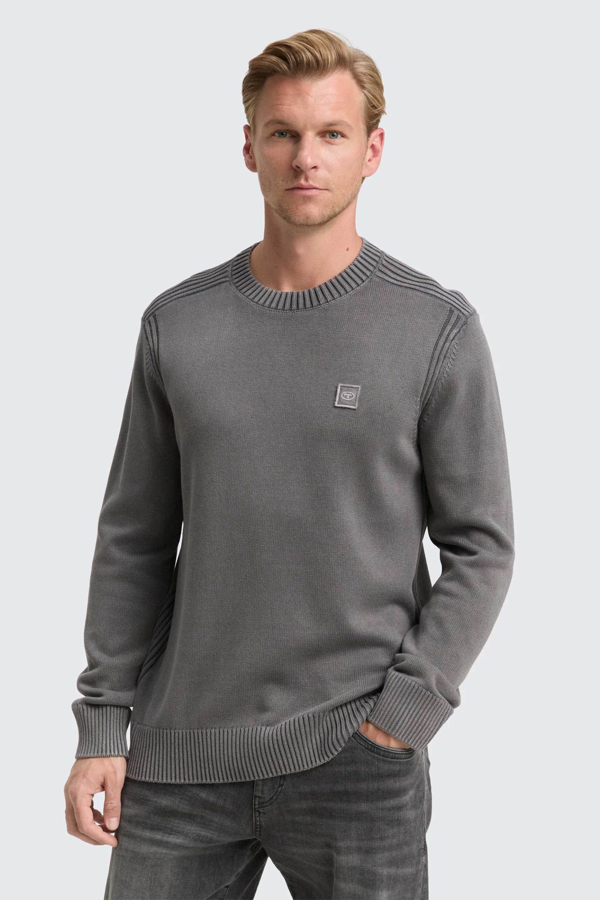 Tom Tailor ανδρική πλεκτή μπλούζα Regular Fit - 1048024 Ανθρακί