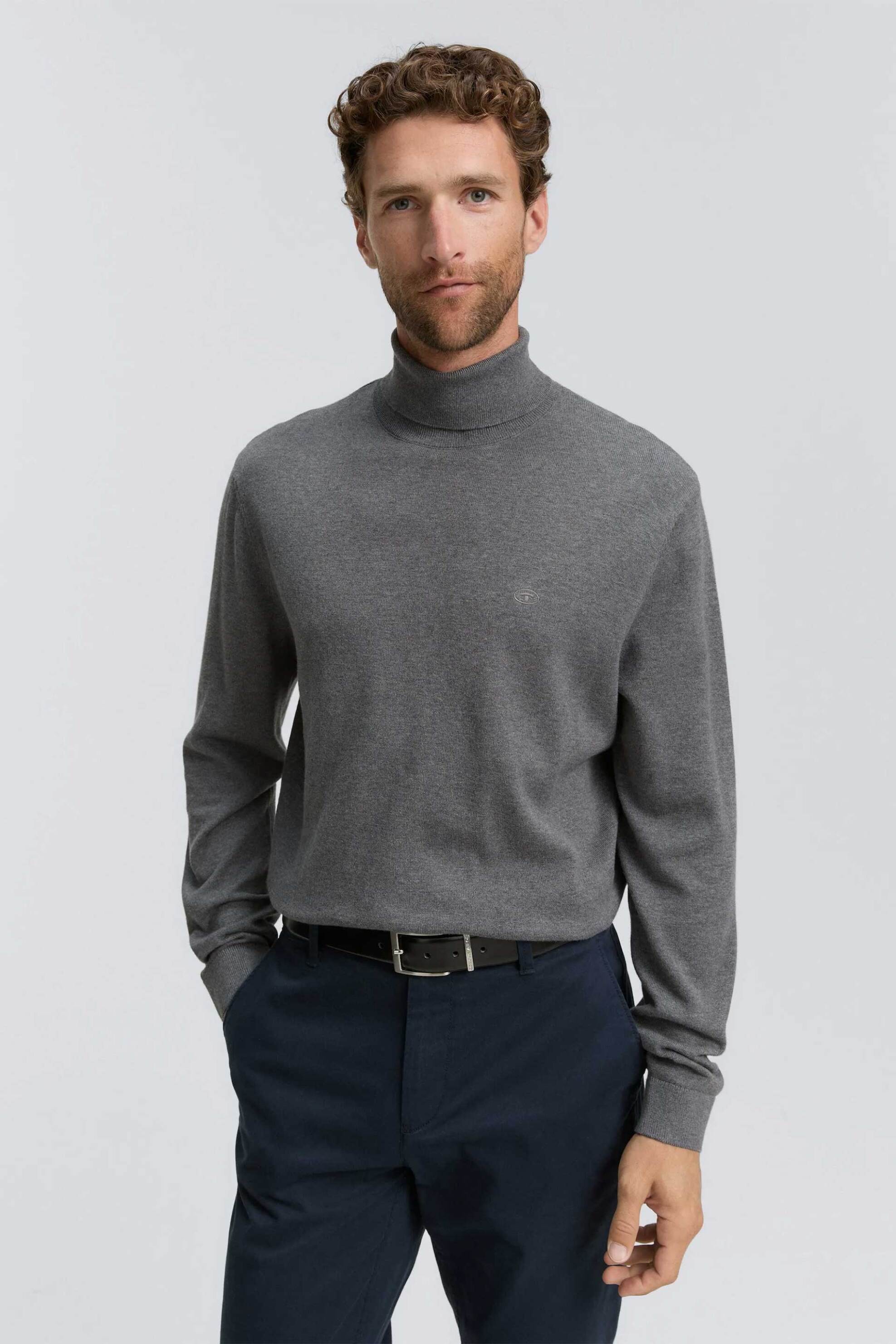 Tom Tailor ανδρική πλεκτή μπλούζα με ψηλό λαιμό Regular Fit - 1048013 Ανθρακί