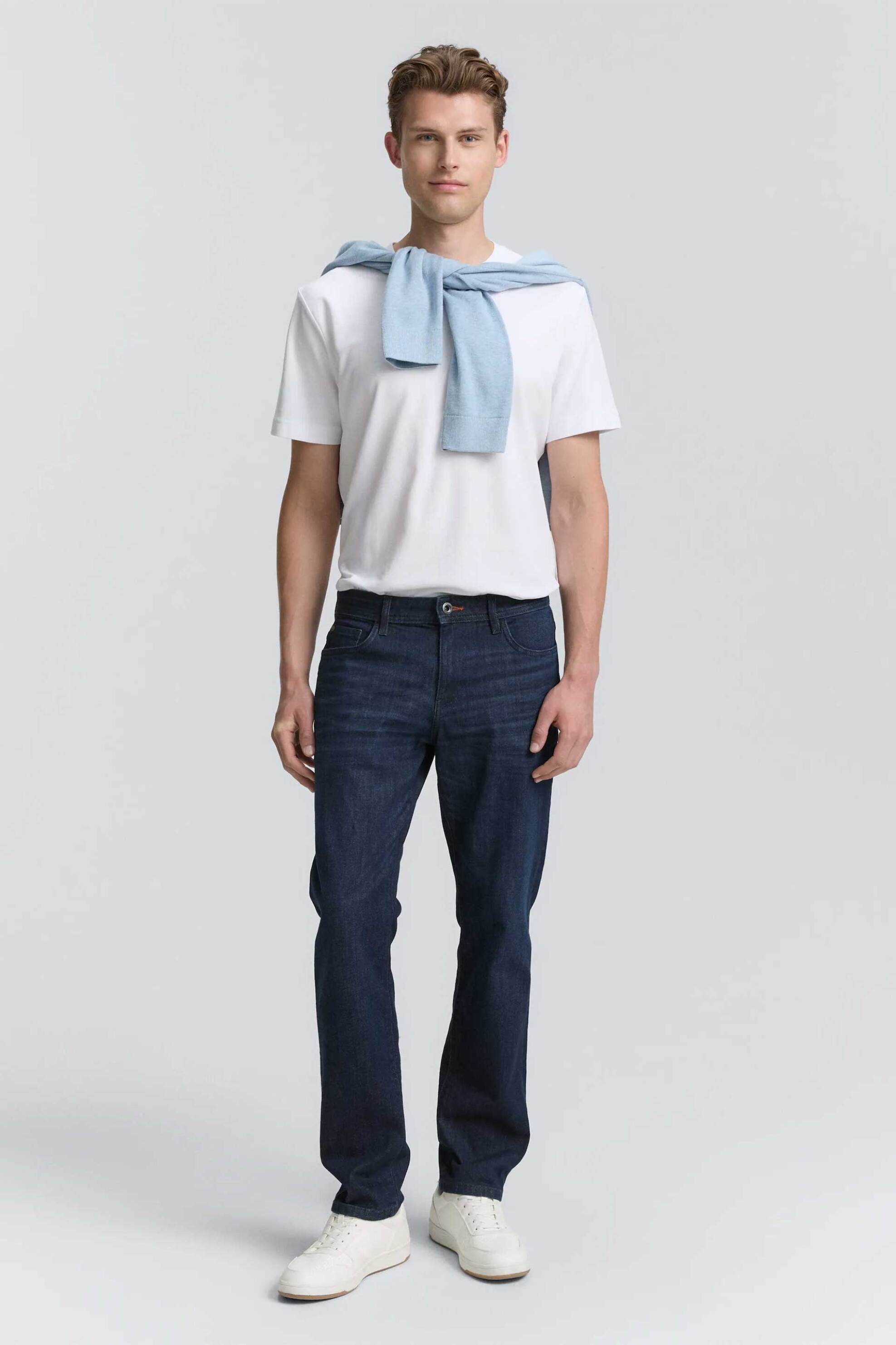 Tom Tailor ανδρικό τζιν παντελόνι πεντάτσεπο Straight Fit - 1048364 Denim Blue Σκούρο