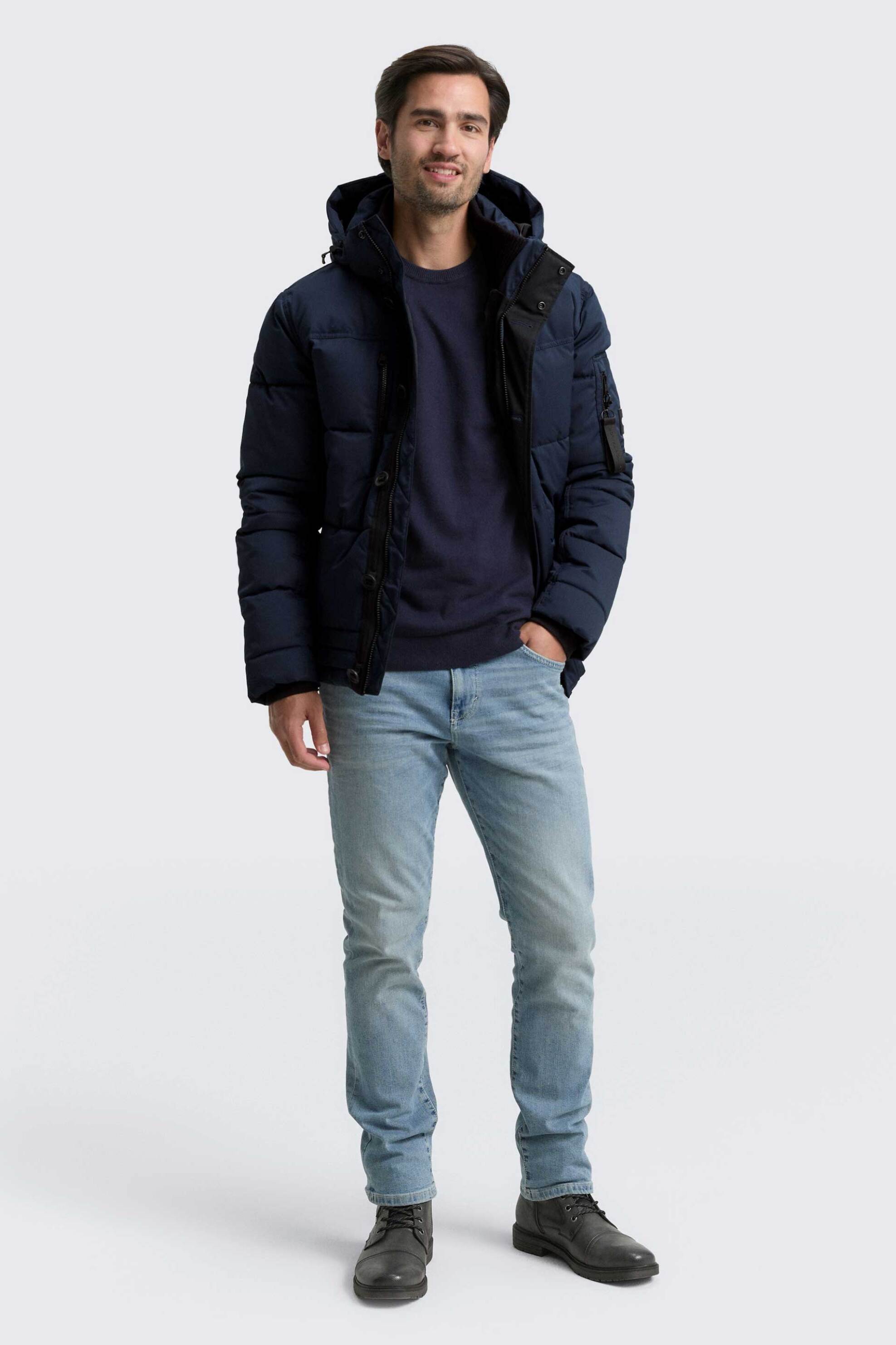 Tom Tailor ανδρικό μπουφάν με καπιτονέ σχέδιο Regular Fit - 1046971 Μπλε Σκούρο