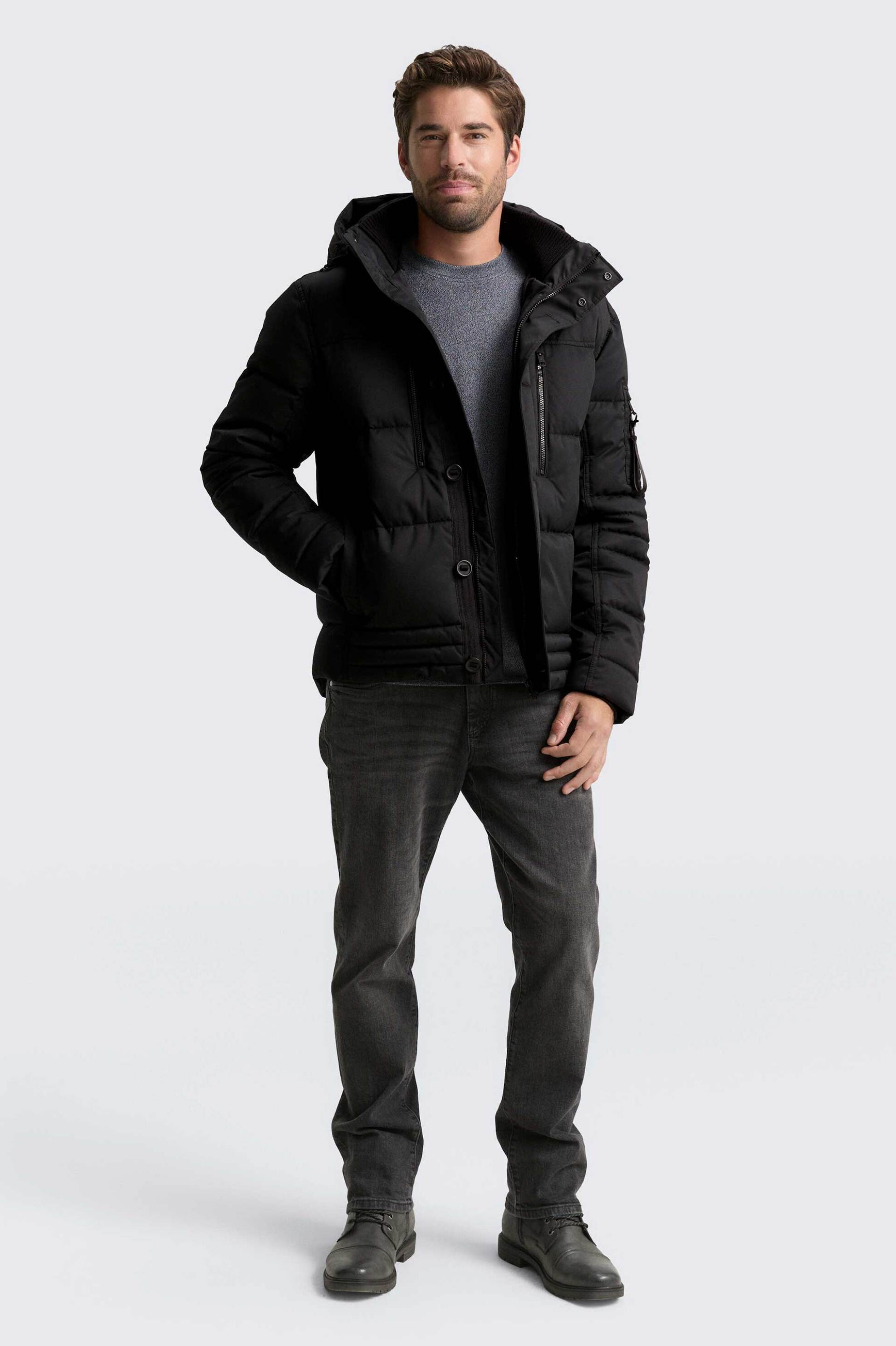 Tom Tailor ανδρικό μπουφάν με καπιτονέ σχέδιο Regular Fit - 1046971 Μαύρο