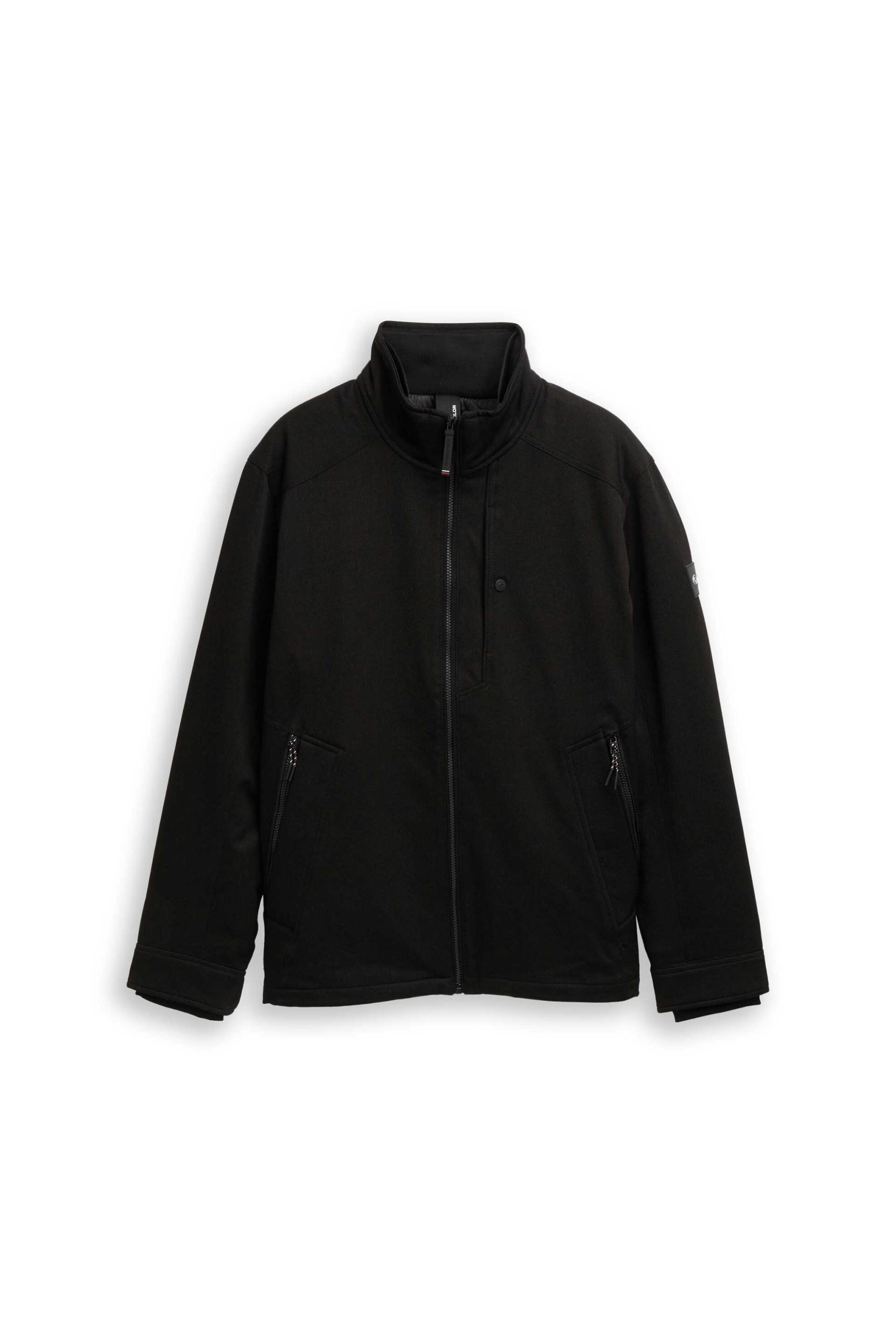 Tom Tailor ανδρικό μπουφάν μονόχρωμο με ψηλό λαιμό Regular Fit - 1047207 Μαύρο