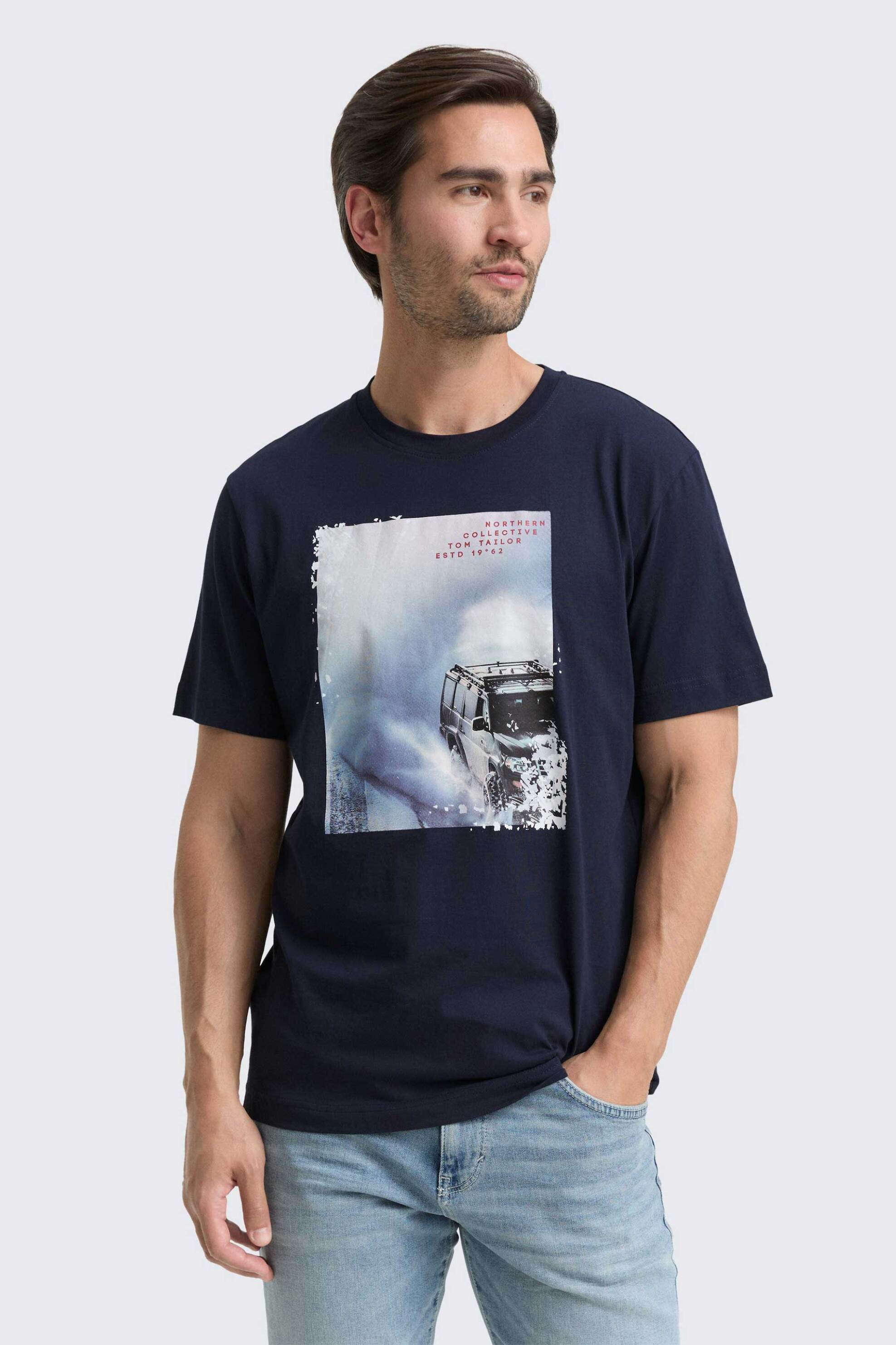 Tom Tailor ανδρικό T-shirt με print - 1048585 Μπλε Σκούρο