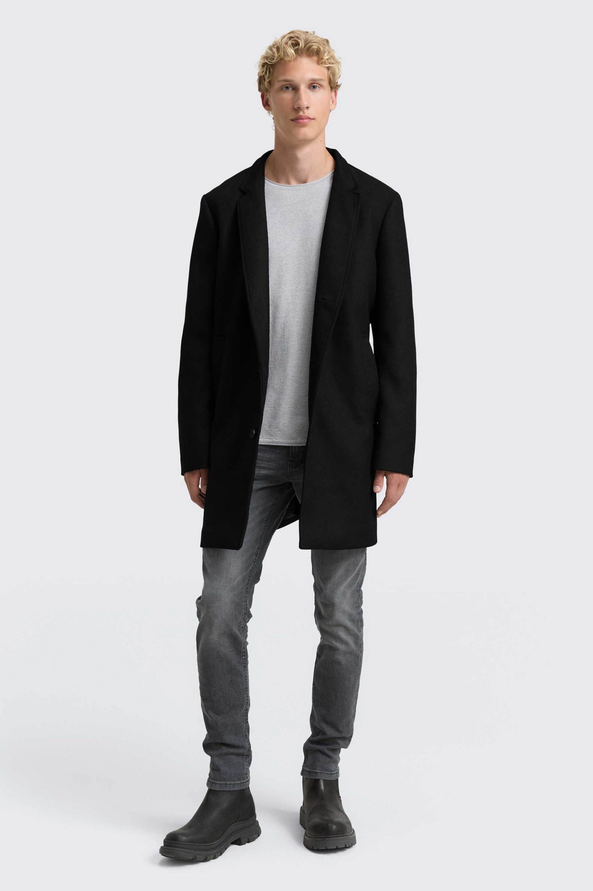 Tom Tailor ανδρικό παλτό μονόχρωμο Regular Fit - 1046909 Μαύρο