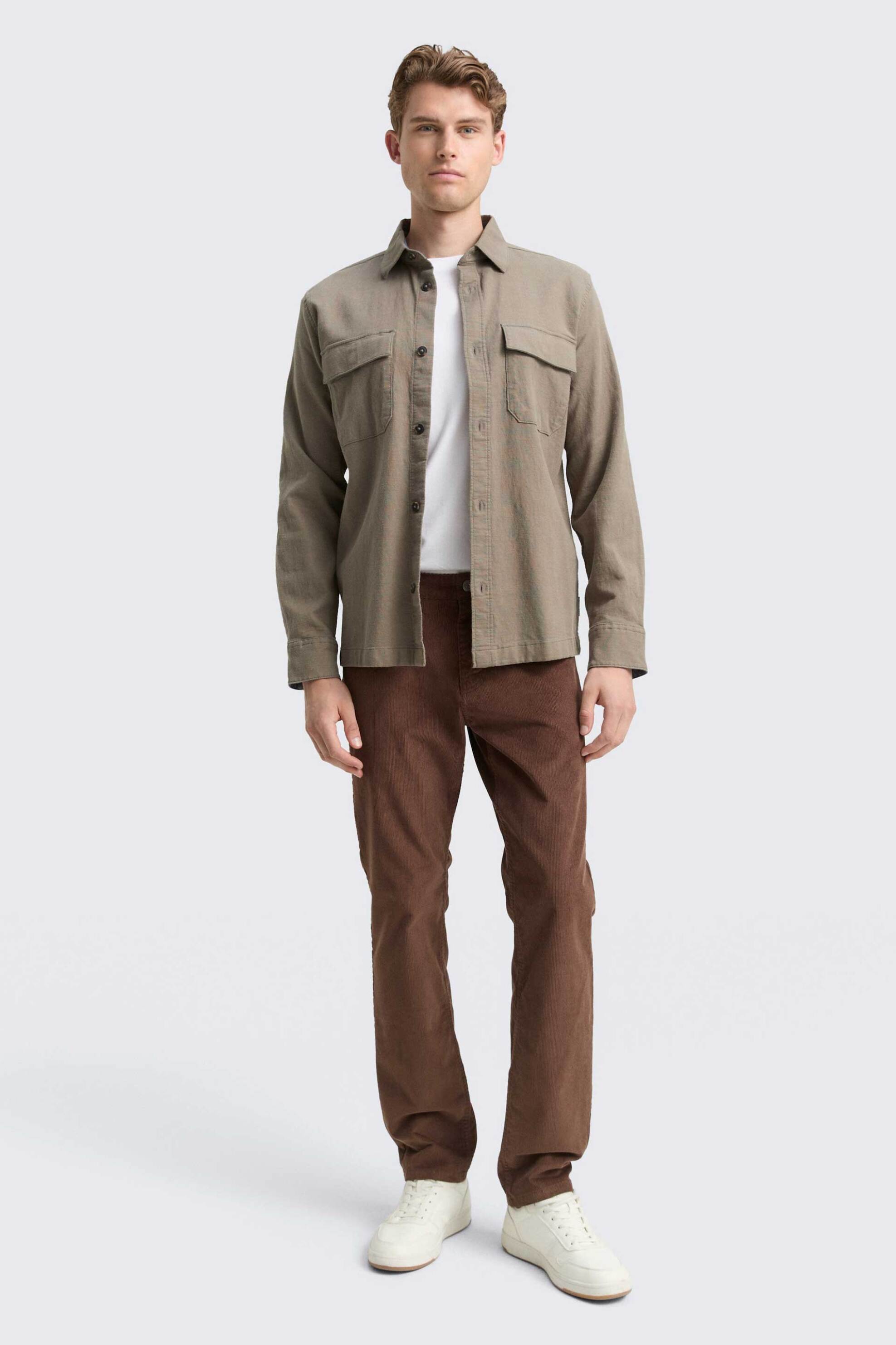 Tom Tailor ανδρικό πεντάτσεπο κοτλέ παντελόνι Straight Fit - 1048451 Καφέ