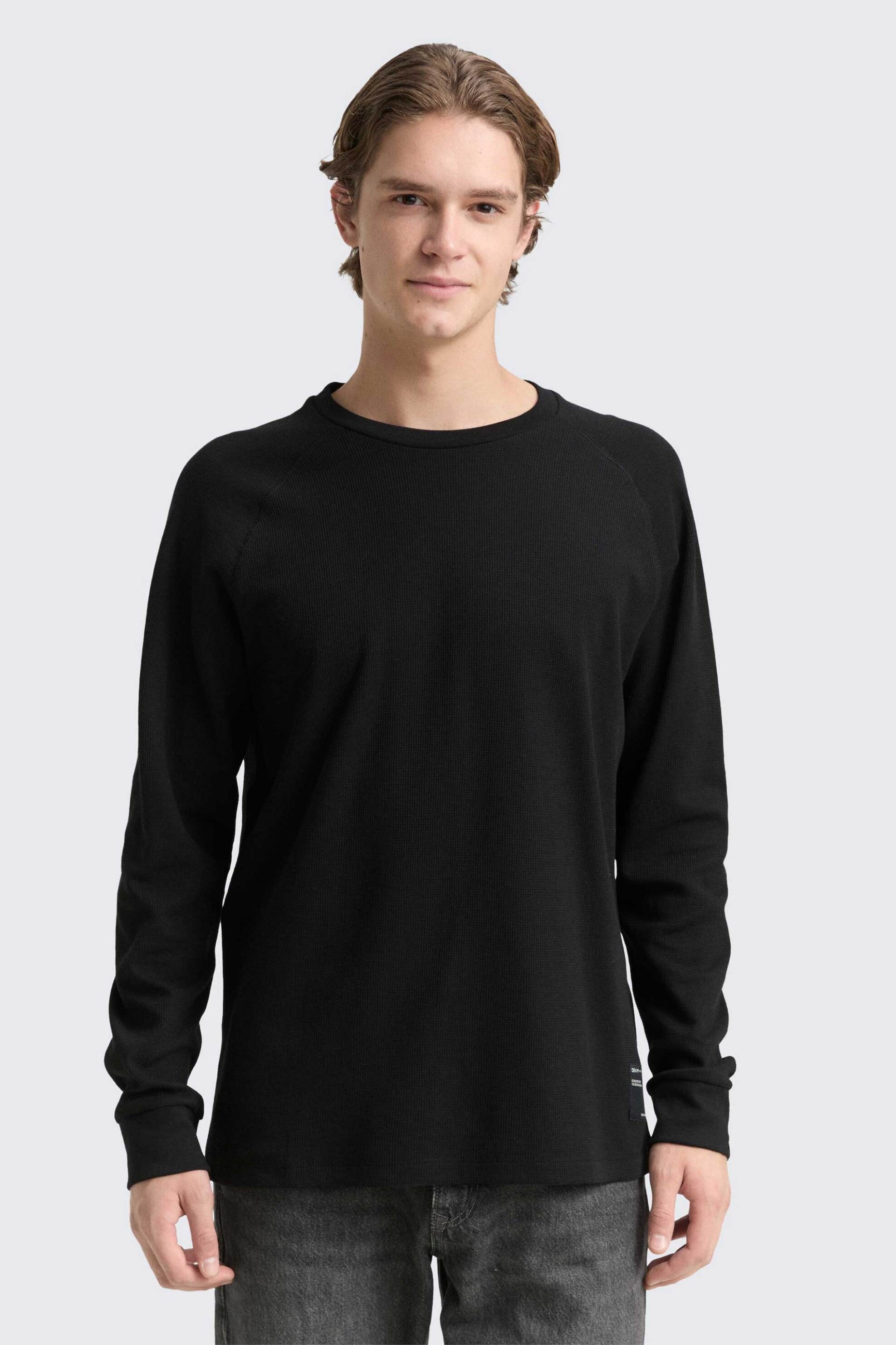 Tom Tailor ανδρική μπλούζα μονόχρωμη Regular Fit - 1048996 Μαύρο