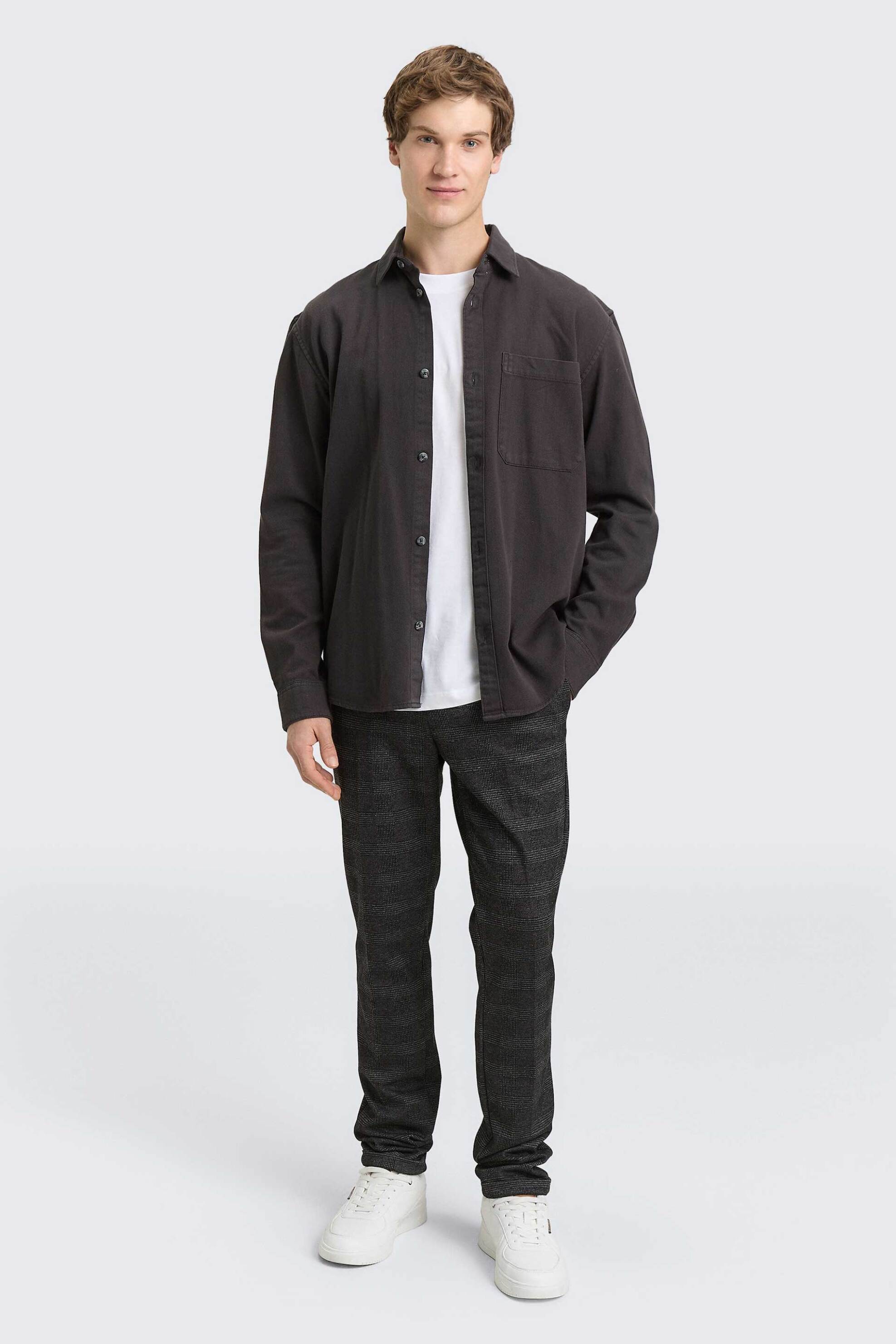 Tom Tailor ανδρικό παντελόνι chino με ριγέ σχέδιο Slim Fit - 1048477 Μαύρο