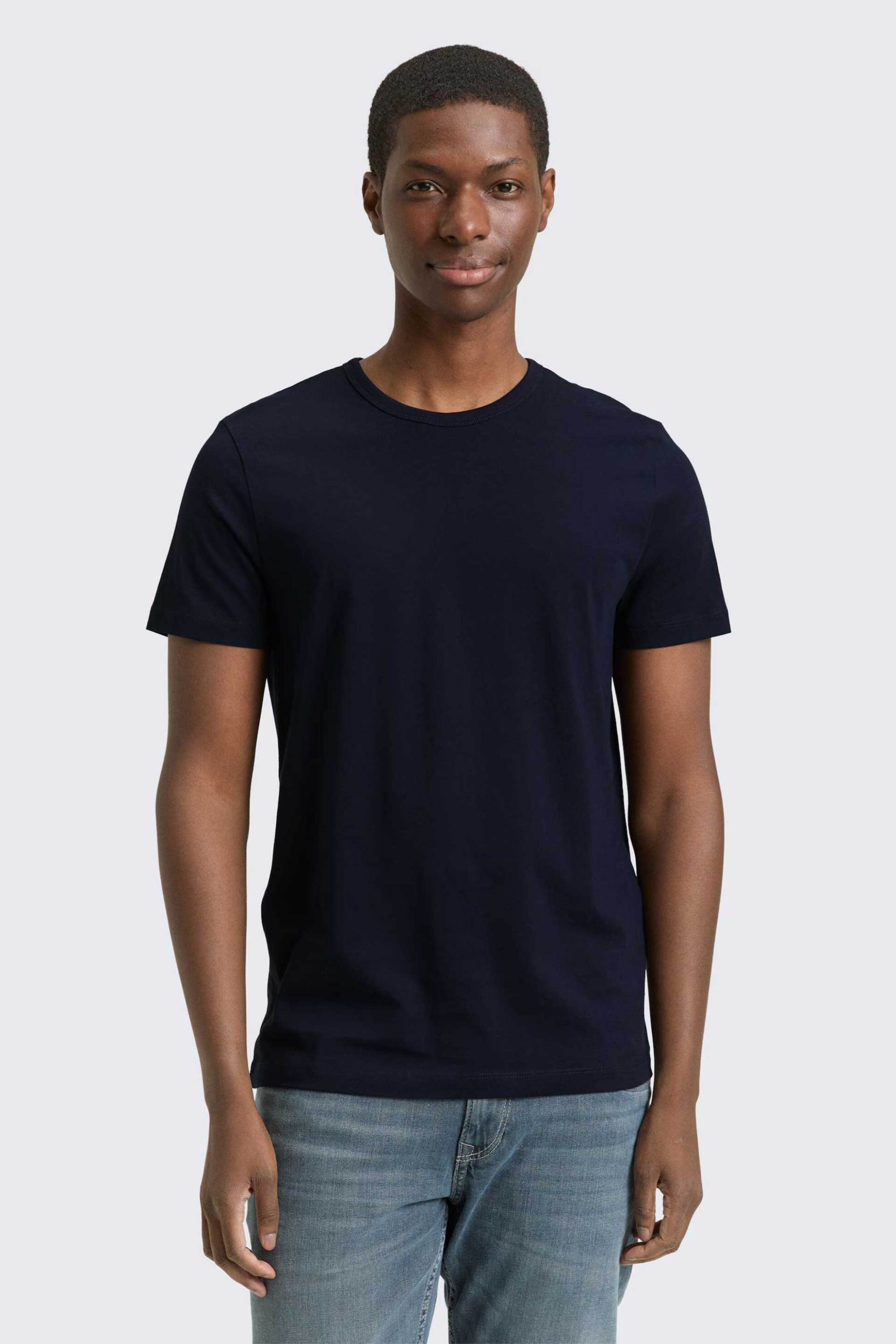 Tom Tailor ανδρικό T-shirt μονόχρωμο Slim Fit - 1048995 Μπλε Σκούρο