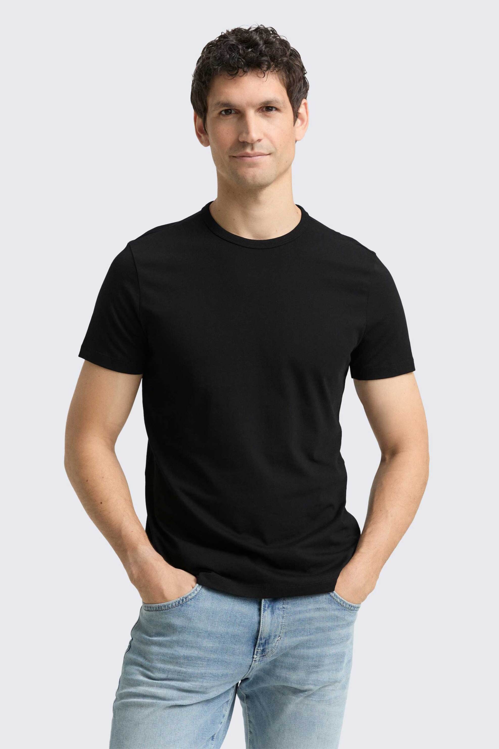 Tom Tailor ανδρικό T-shirt μονόχρωμο Slim Fit - 1048995 Μαύρο