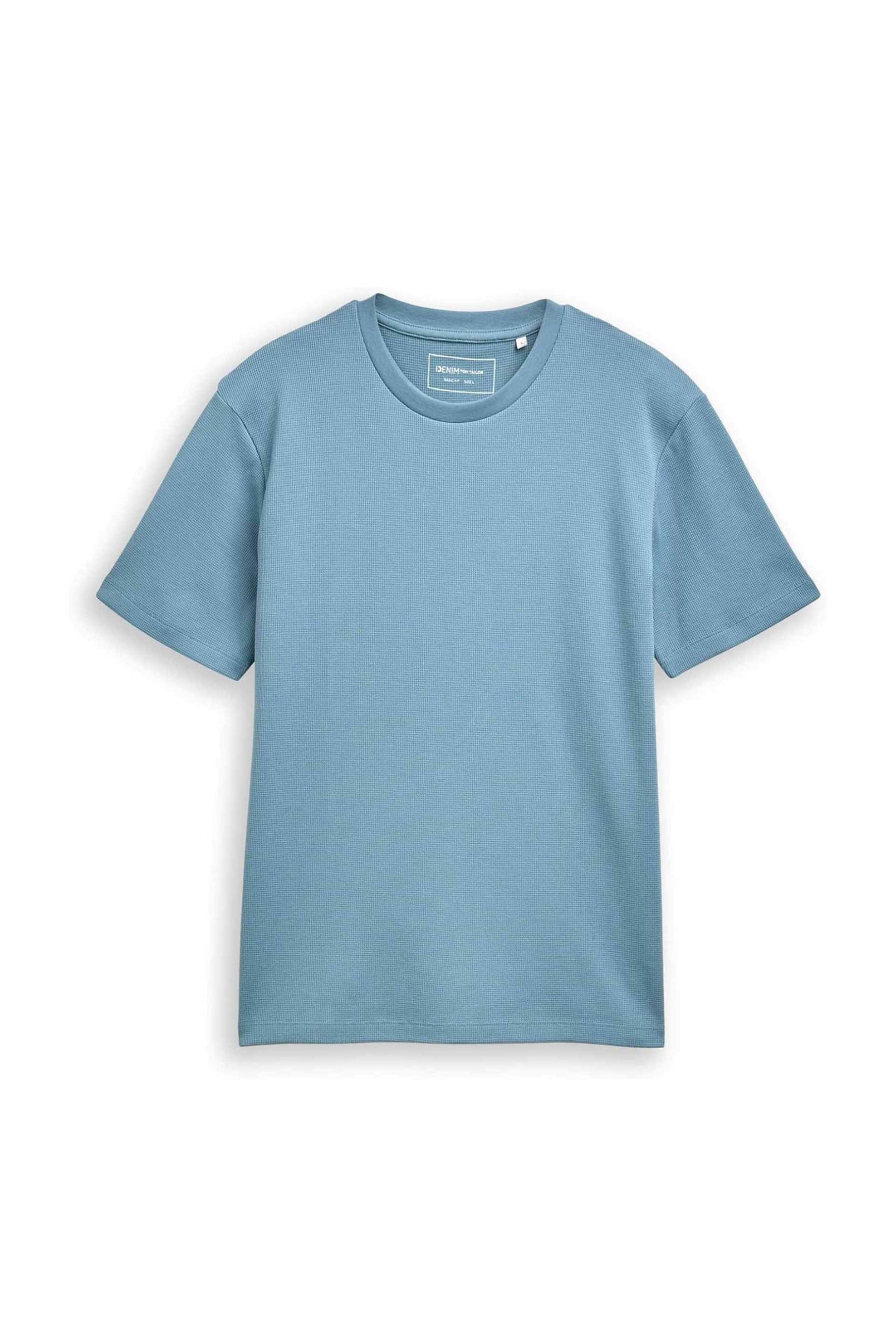 Tom Tailor Ανδρικό T-Shirt Structured Μονόχρωμο Basic Fit - 1049041 Μπλε Ανοιχτό