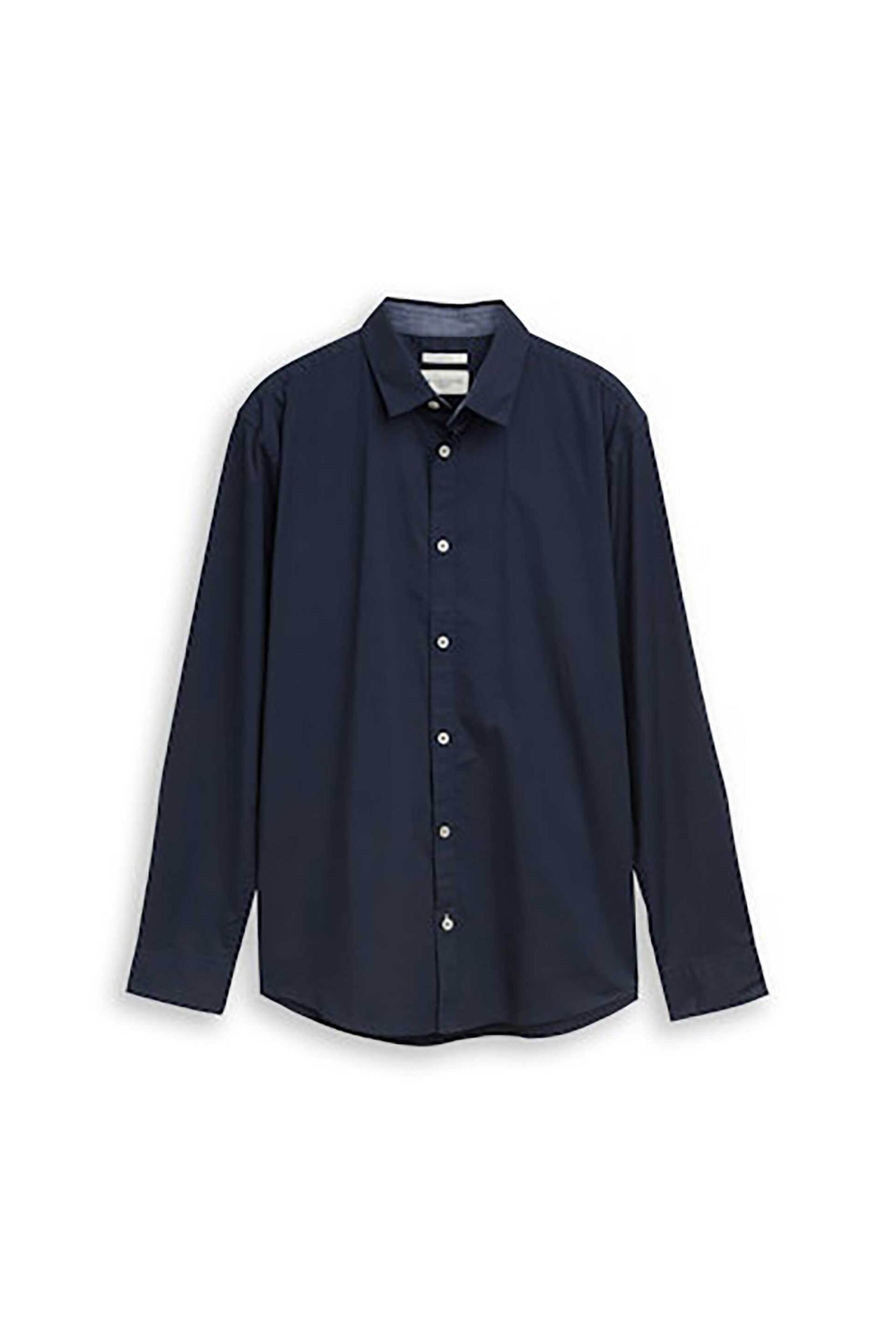 Tom Tailor Ανδρικό Πουκάμισο Poplin Μονόχρωμο Regular Fit - 1048449 Μπλε Σκούρο