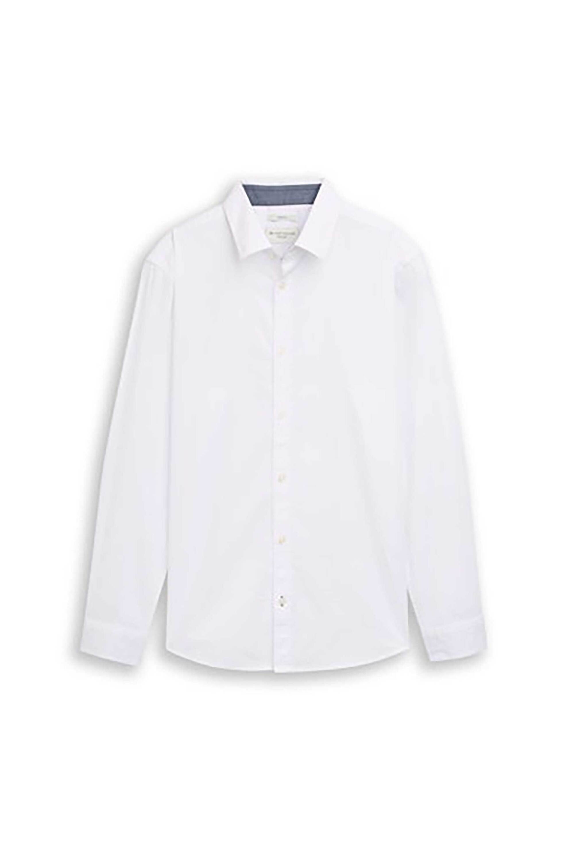 Tom Tailor Ανδρικό Πουκάμισο Poplin Μονόχρωμο Regular Fit - 1048449 Λευκό