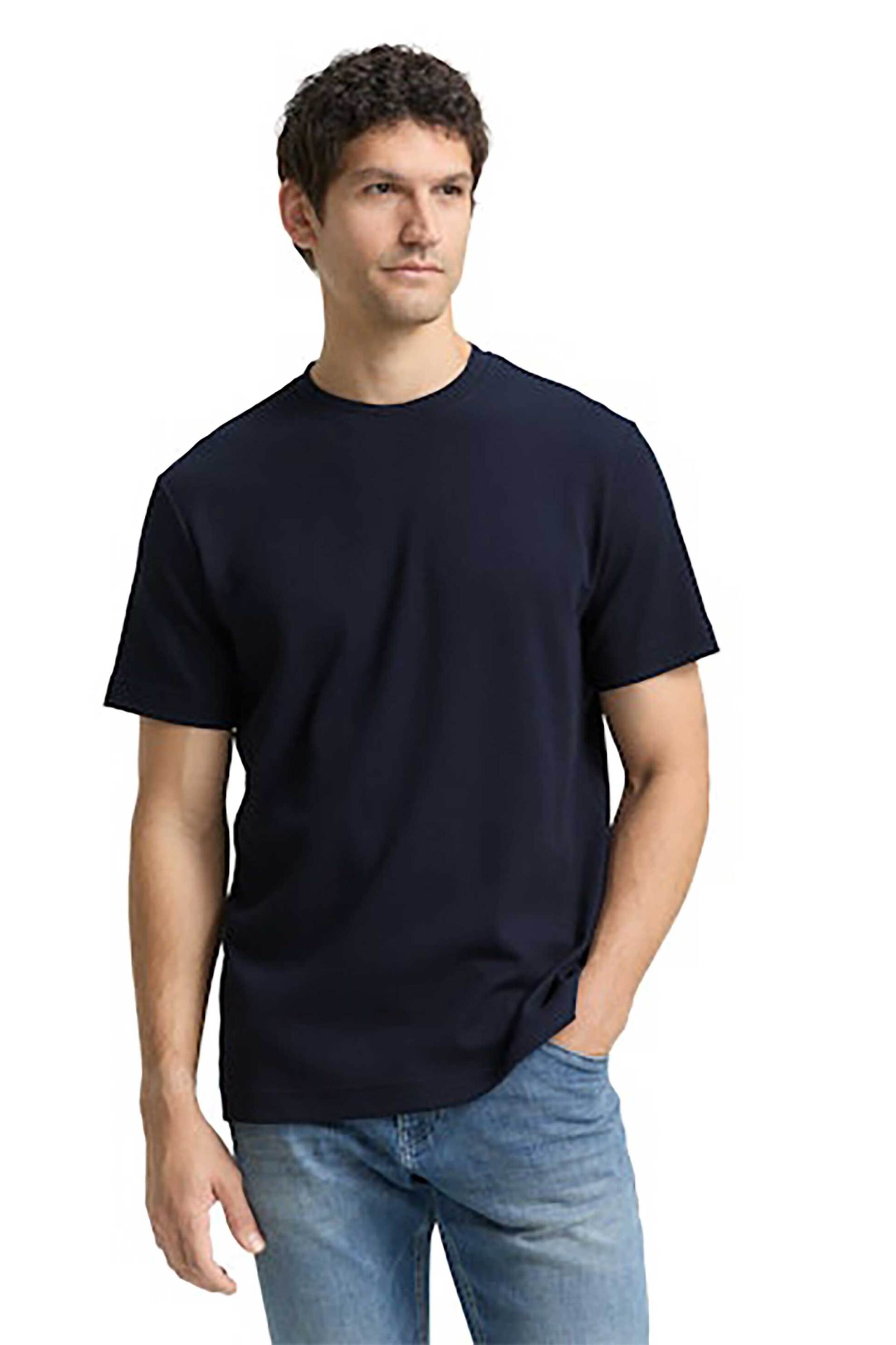 Tom Tailor ανδρικό T-shirt με waffle pattern Regular Fit - 1048599 Μπλε Σκούρο