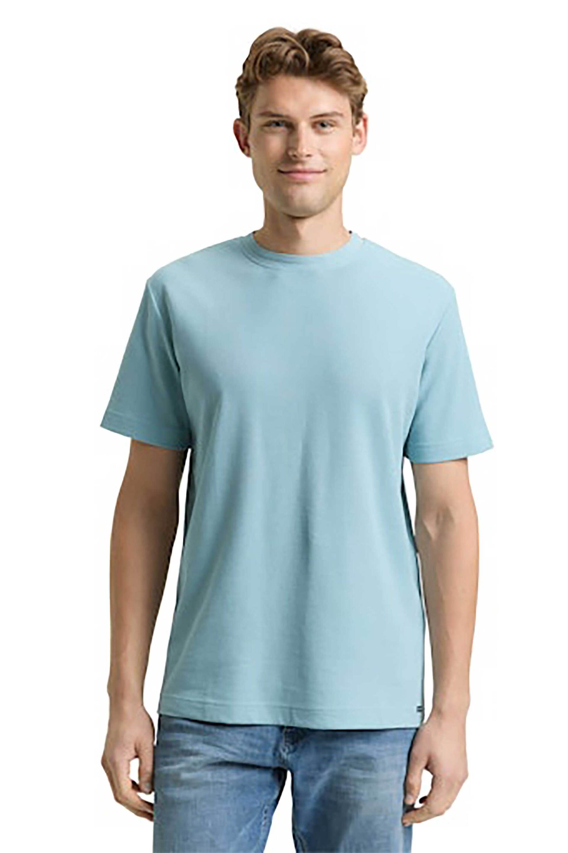 Tom Tailor ανδρικό T-shirt με waffle pattern Regular Fit - 1048599 Γαλάζιο