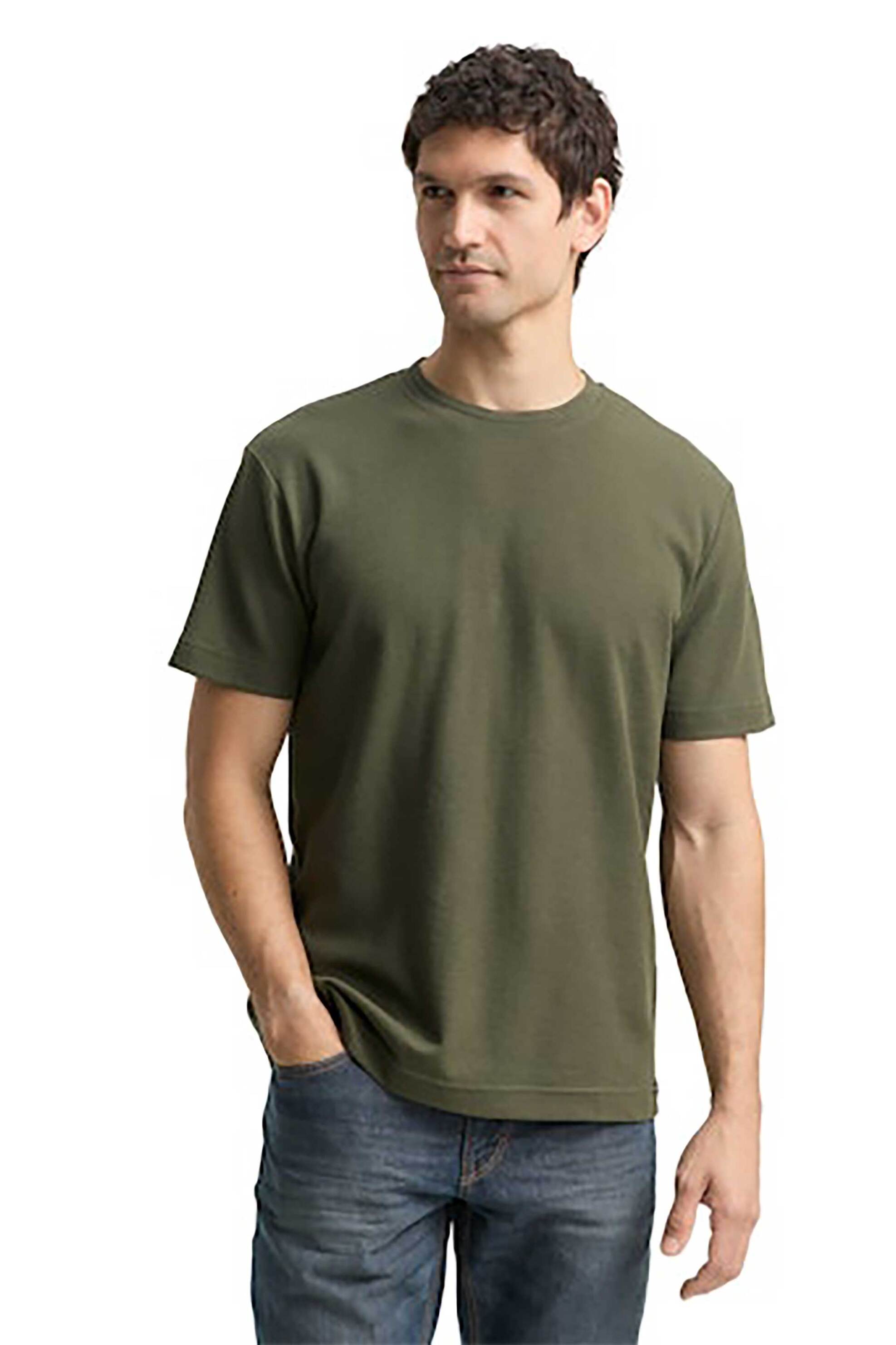 Tom Tailor ανδρικό T-shirt με waffle pattern Regular Fit - 1048599 Χακί