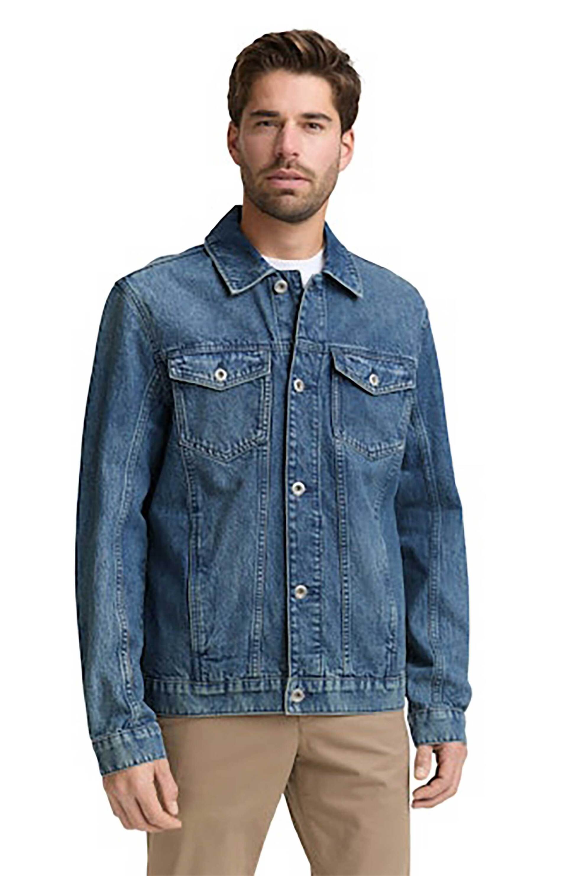 Tom Tailor ανδρικό denim jacket με τσέπες Regular Fit - 1049265 Denim Blue