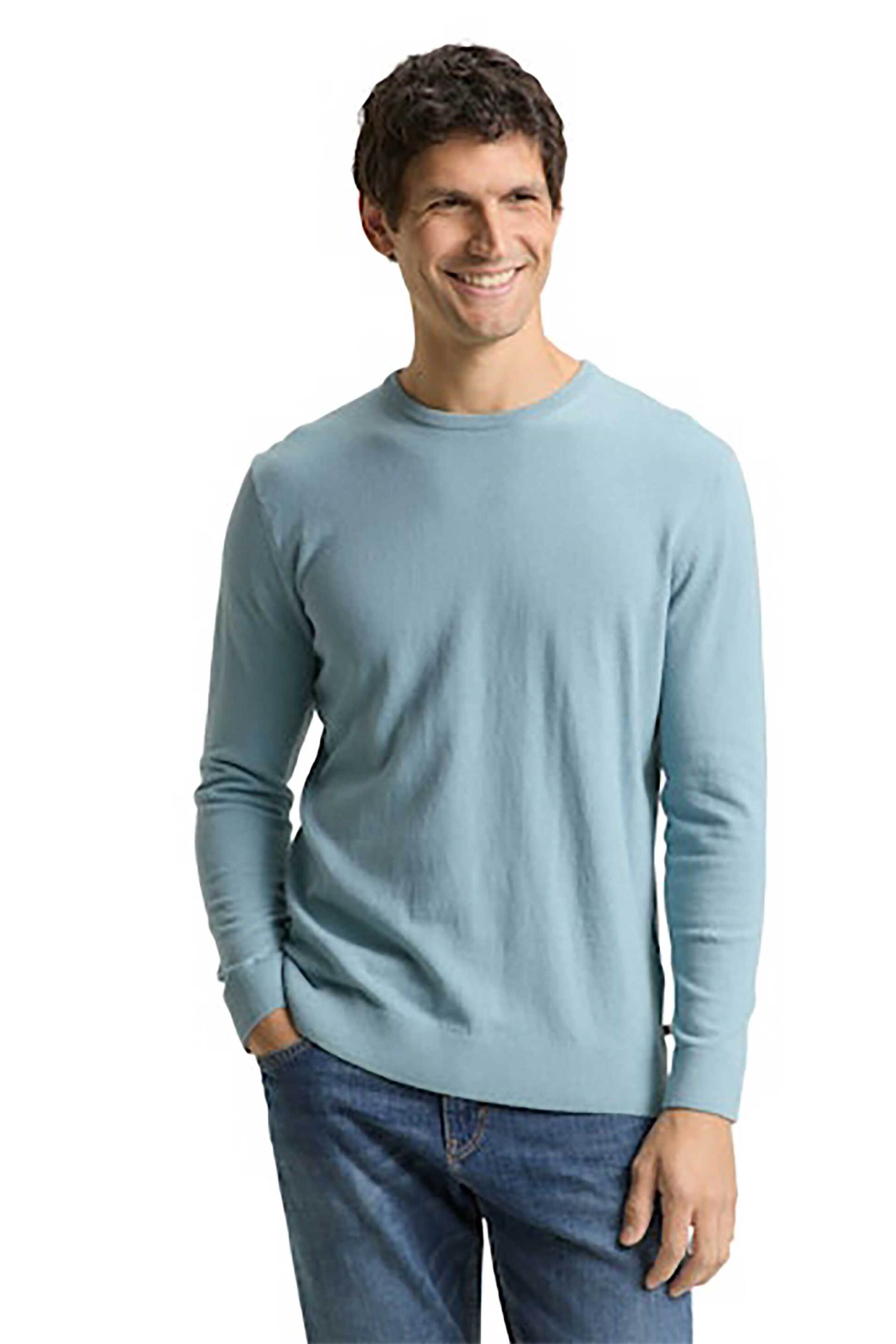 Tom Tailor ανδρικό πουλόβερ μονόχρωμο Regular Fit - 1049500 Γαλάζιο