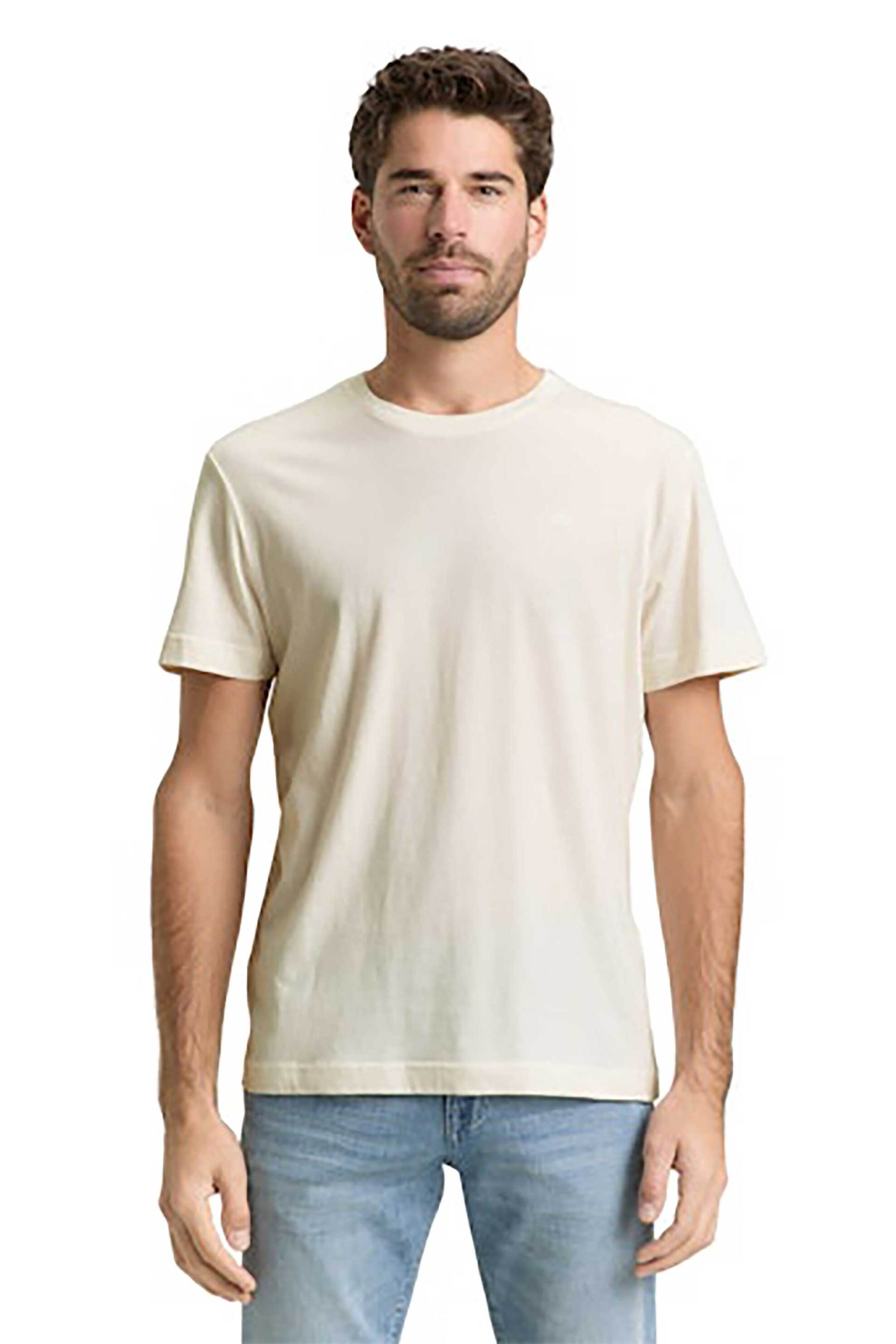Tom Tailor ανδρικό T-shirt με κεντημένο λογότυπο Regular Fit - 1050139 Λευκό