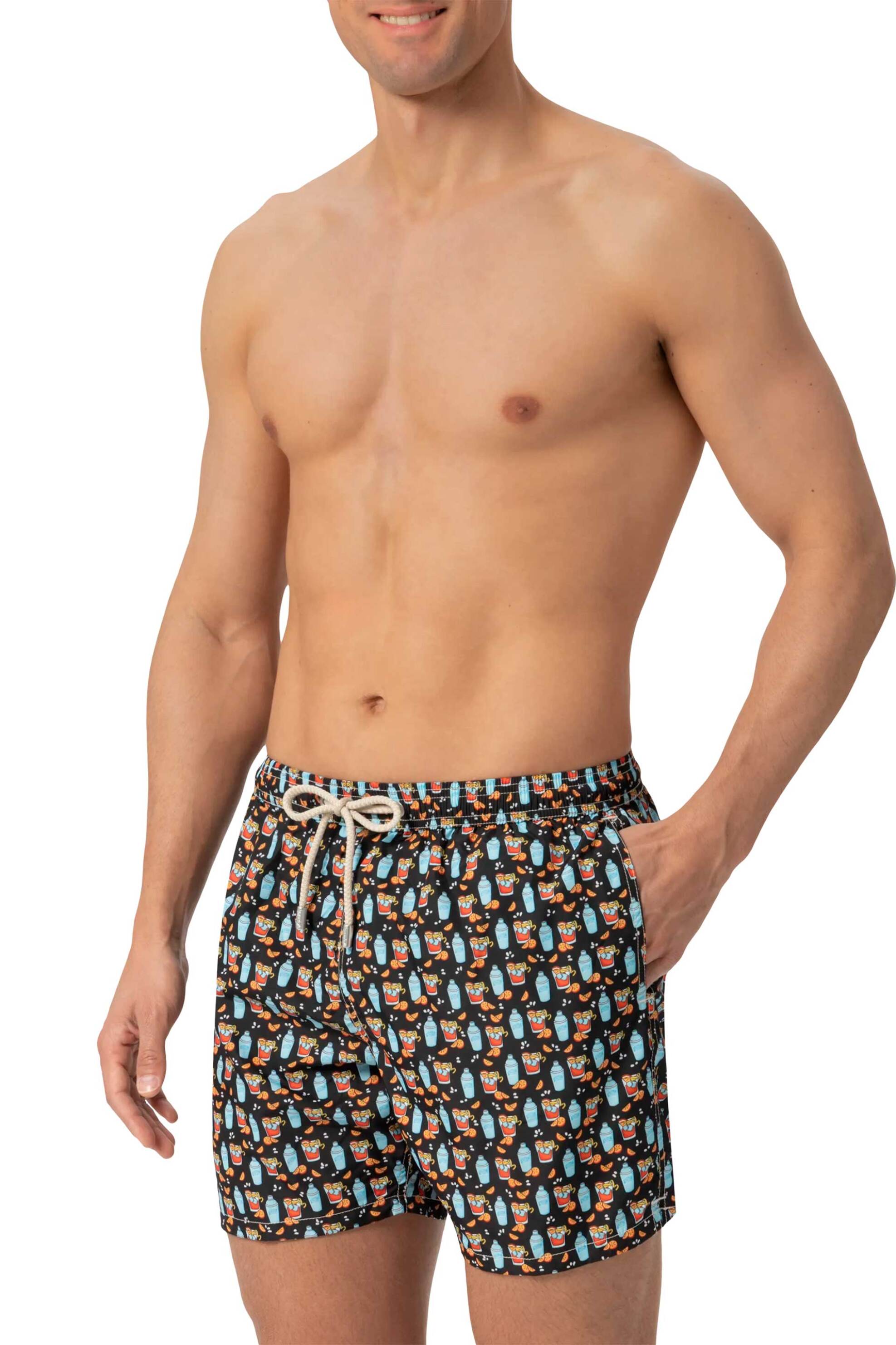 MC2 Saint Barth ανδρικό μαγιό σορτς με all-over print "Negroni Drink" - LIG0003-01791H Μαύρο