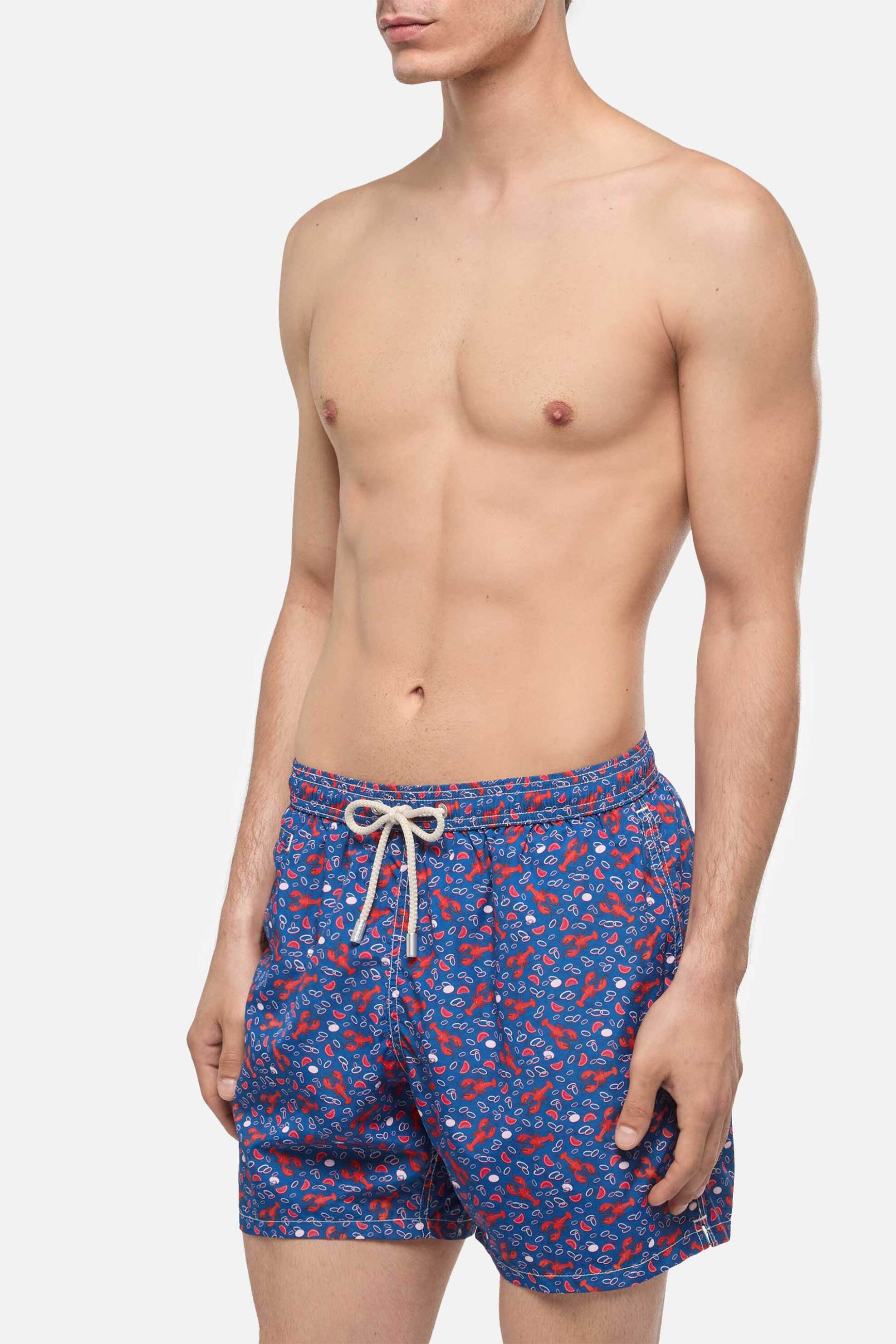 MC2 Saint Barth ανδρικό μαγιό σορτς με all-over print "Lobster" - LIG0003-02727H Μπλε