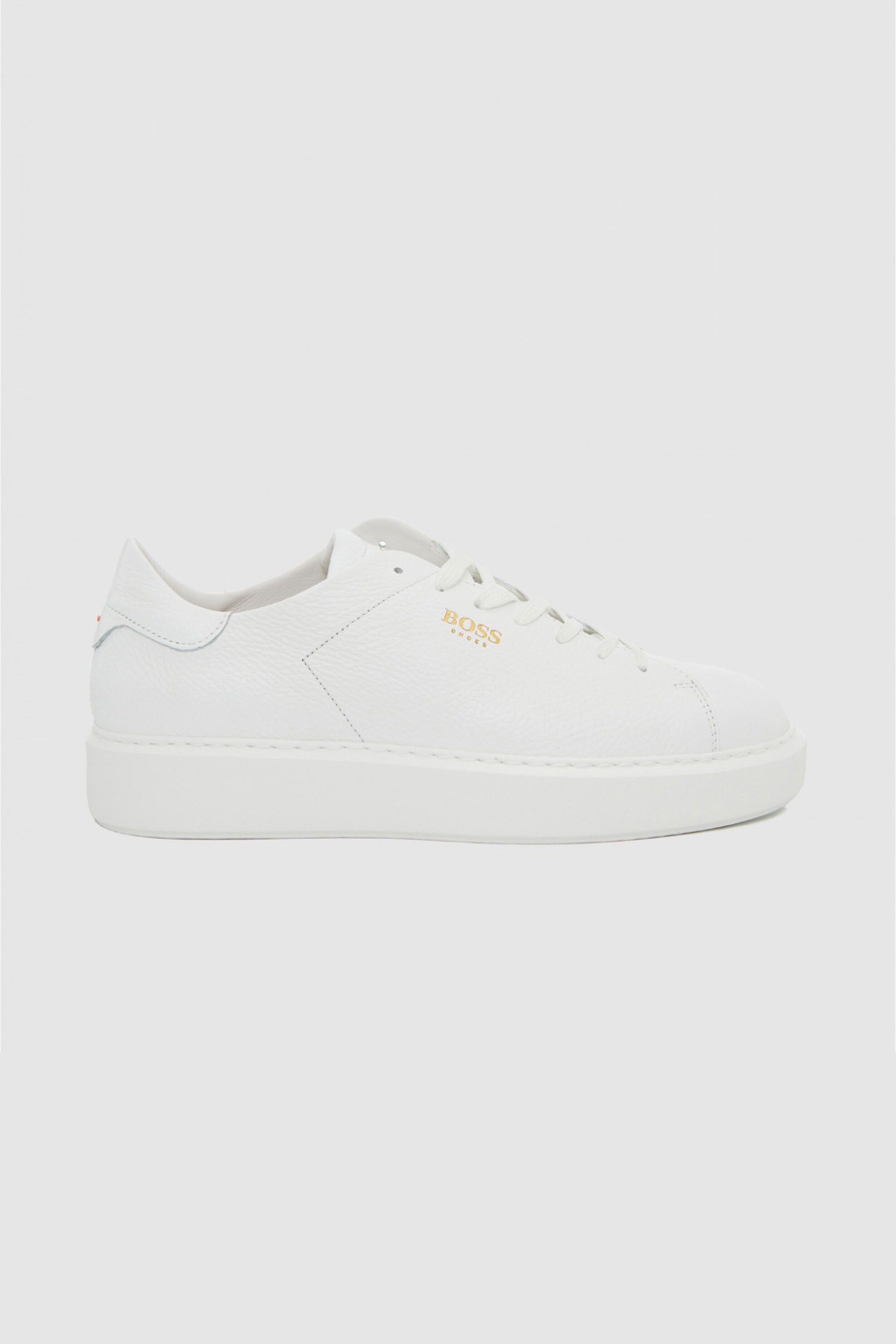 BOSS SHOES Boss Shoes ανδρικά δερμάτινα sneakers με λογότυπο - B5720 Λευκό