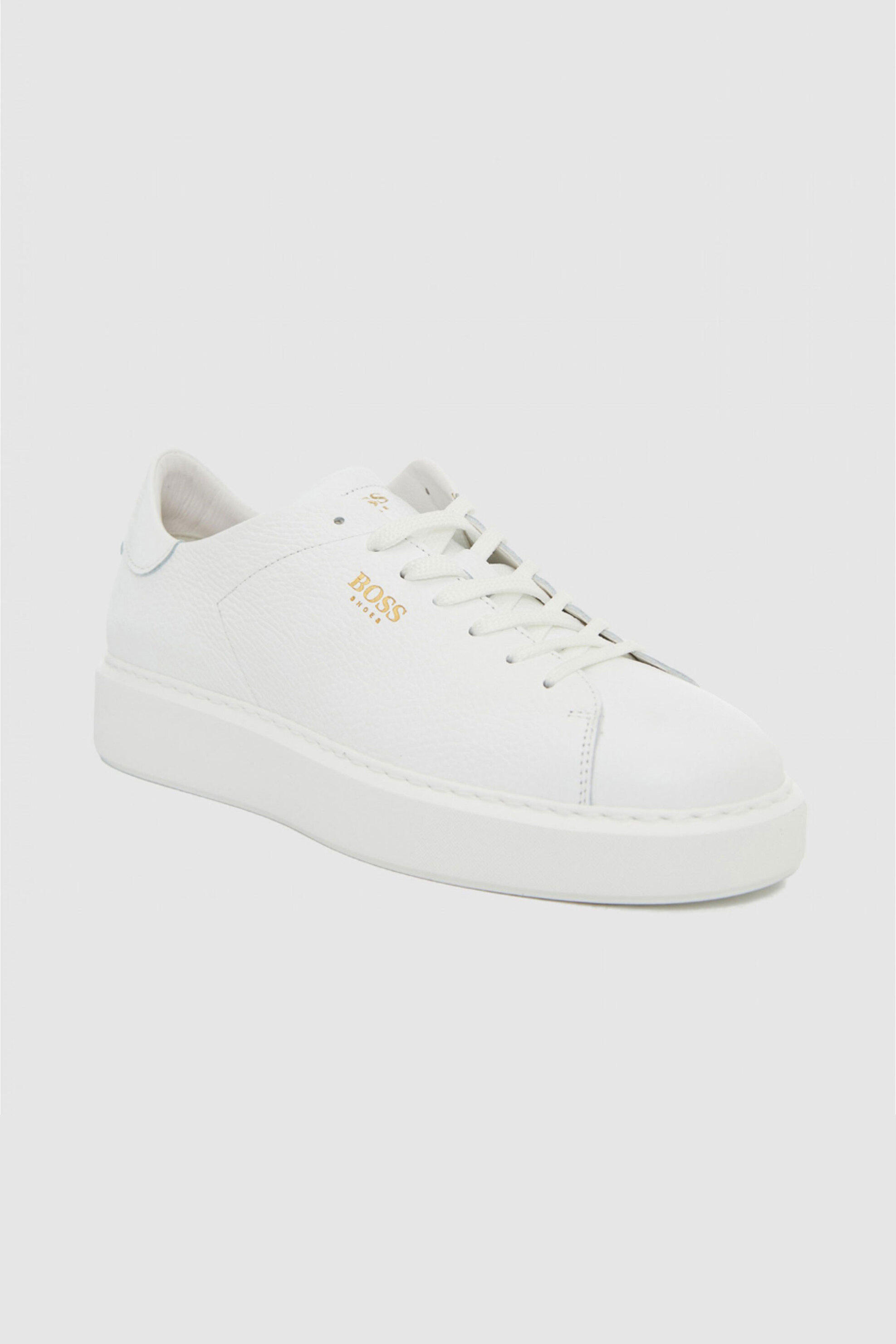 Boss Shoes ανδρικά δερμάτινα sneakers με λογότυπο - B5720 Λευκό φωτογραφία
