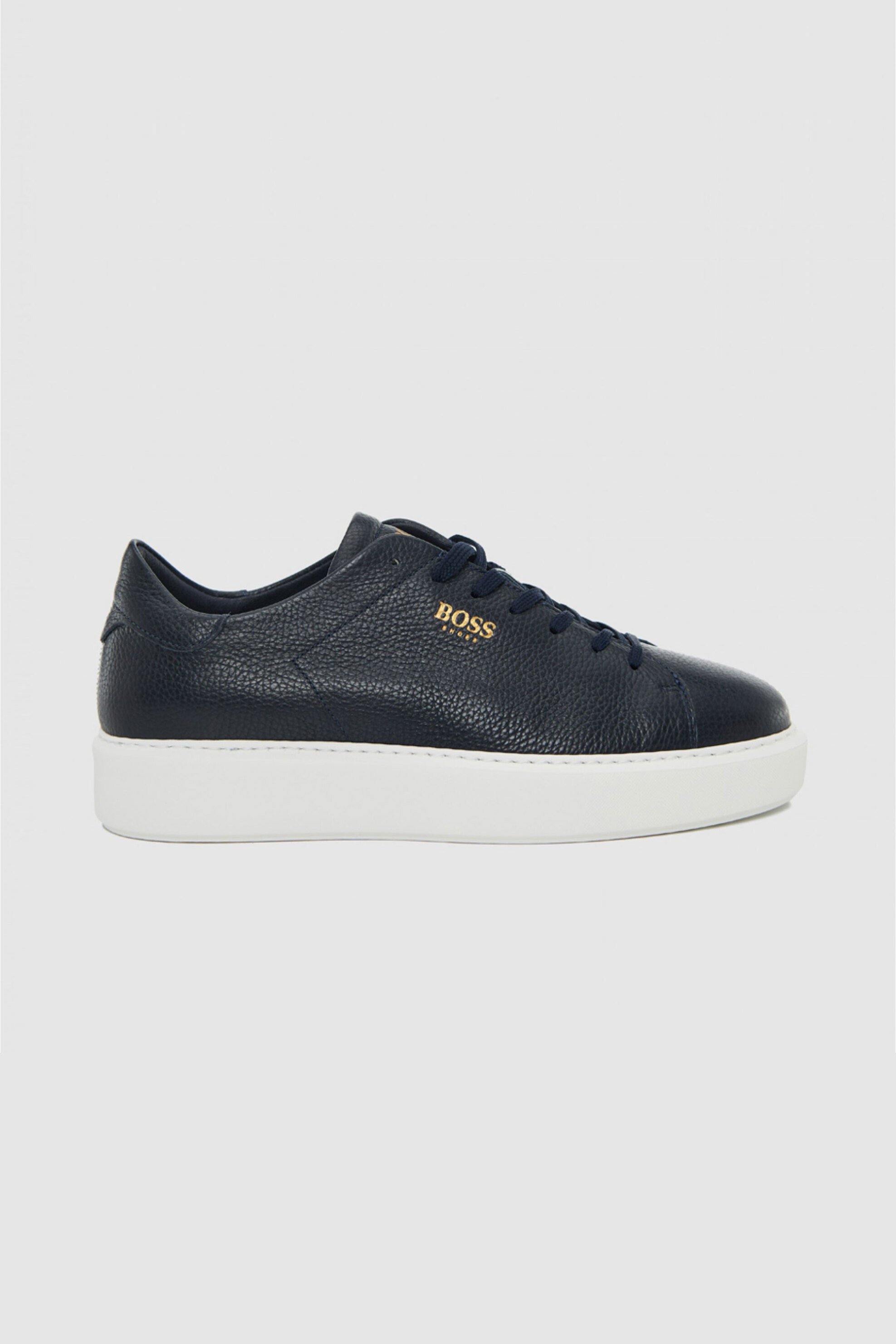 BOSS SHOES Boss Shoes ανδρικά δερμάτινα sneakers με λογότυπο - B5720 Μπλε Σκούρο
