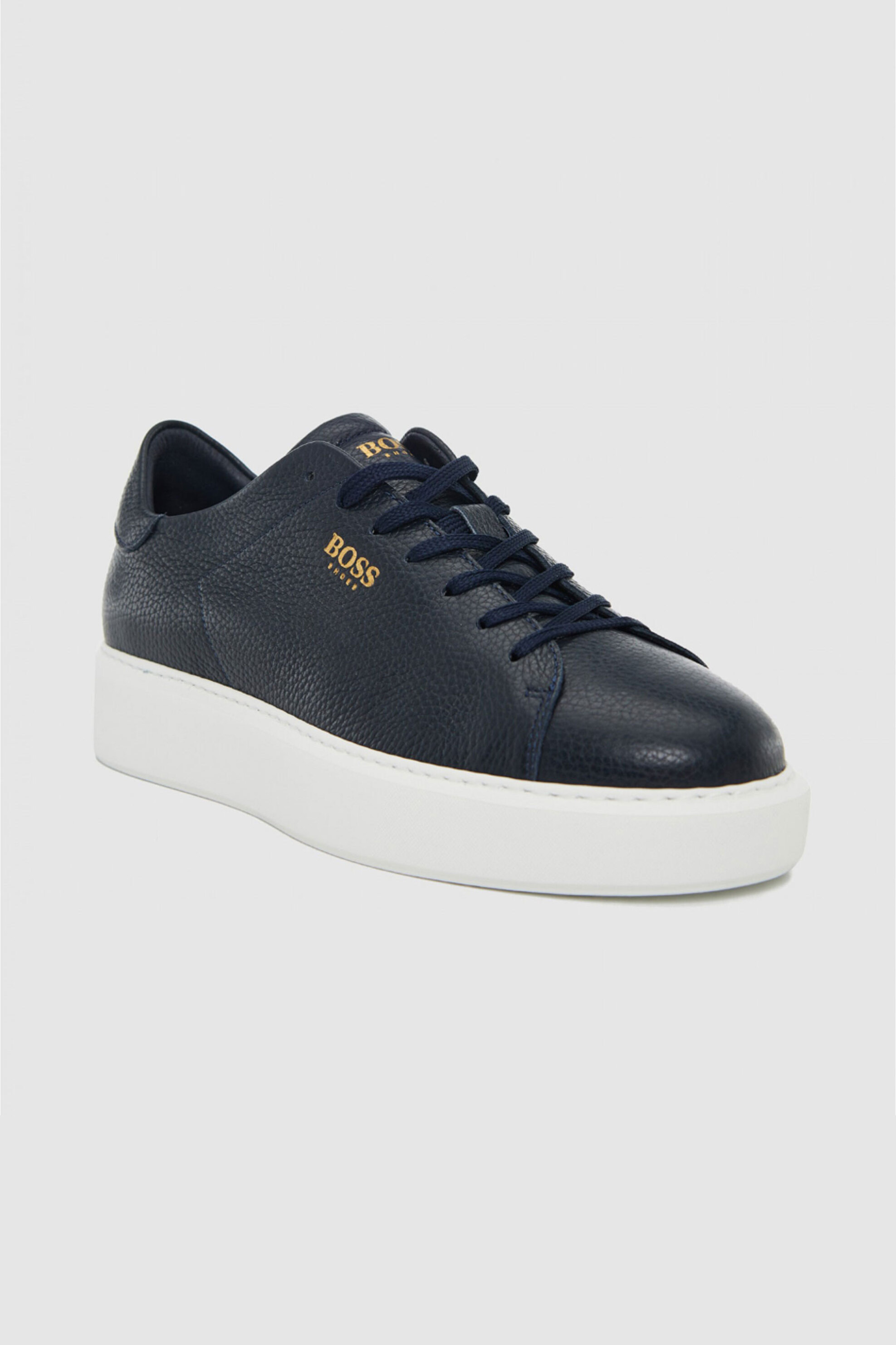 Boss Shoes ανδρικά δερμάτινα sneakers με λογότυπο - B5720 Μπλε Σκούρο φωτογραφία