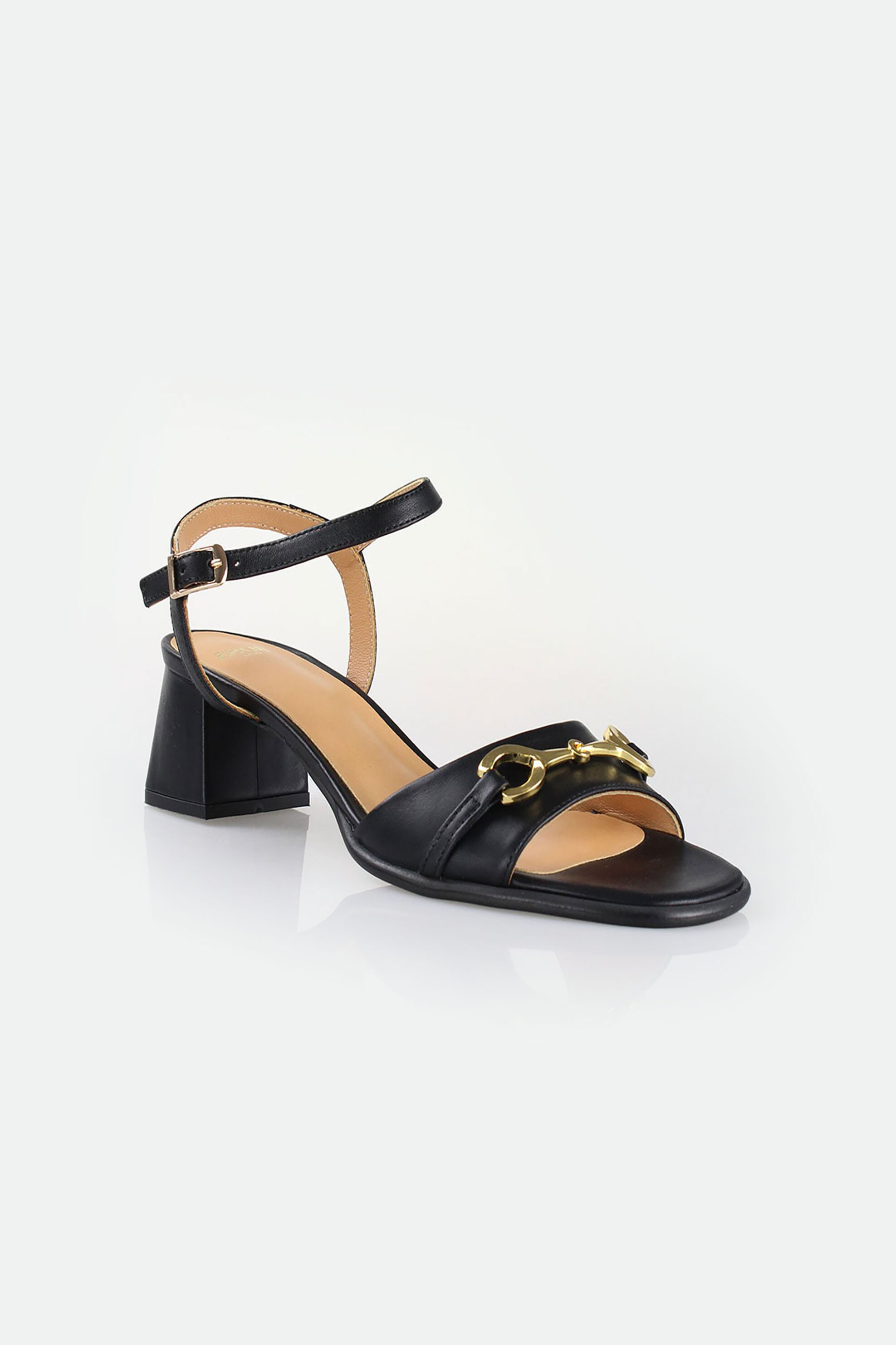 Boss Shoes γυναικεία δερμάτινα πέδιλα με μεταλλική λεπτομέρεια - BW19022 Μαύρο φωτογραφία