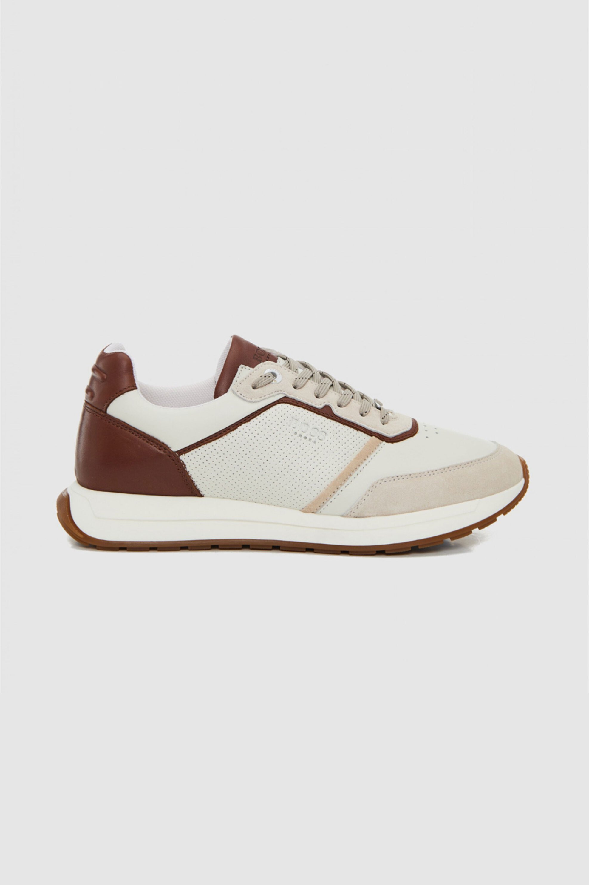 BOSS SHOES Boss Shoes ανδρικά δερμάτινα sneakers με λογότυπο - B230/A Καφέ