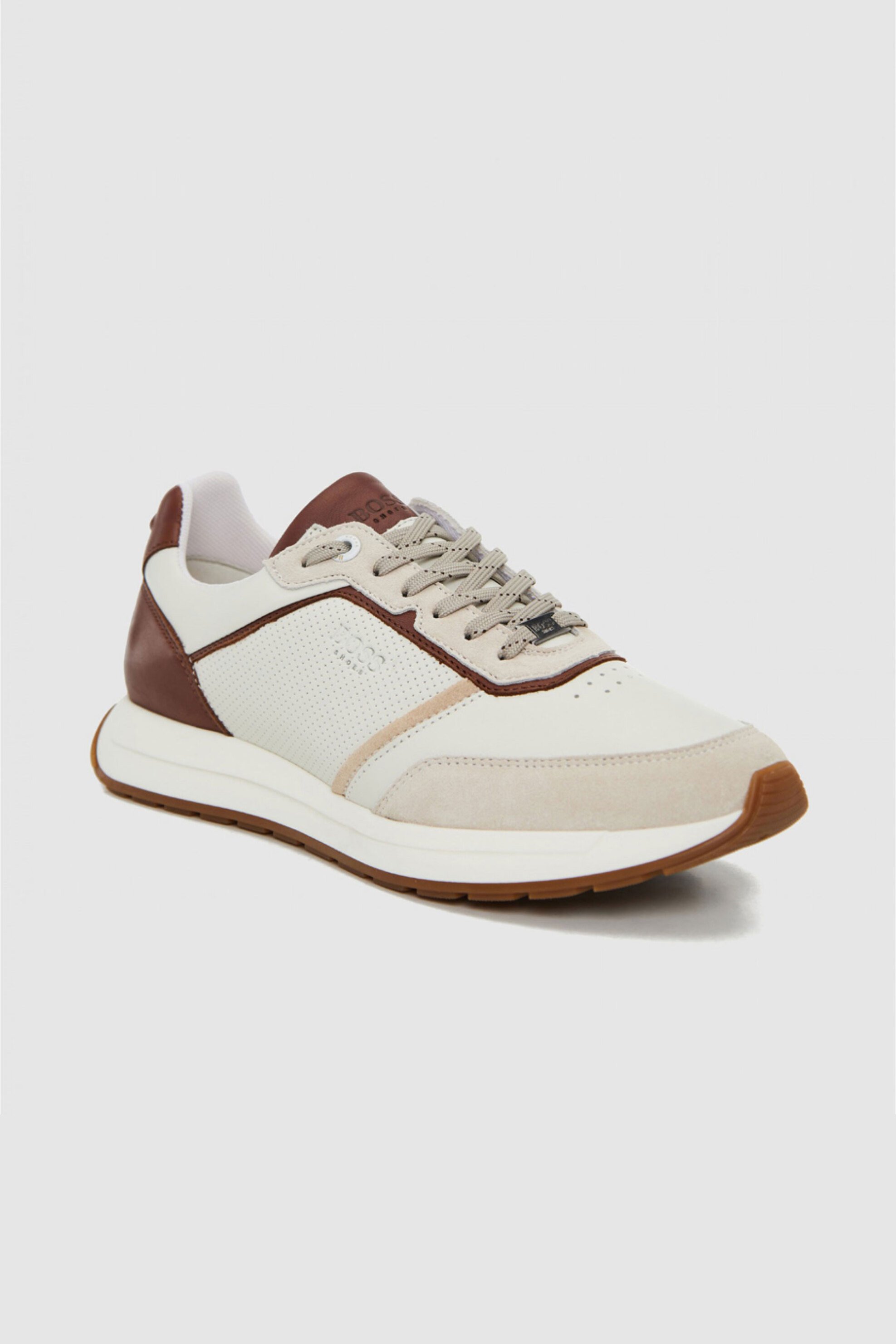 Boss Shoes ανδρικά δερμάτινα sneakers με λογότυπο - B230/A Καφέ φωτογραφία