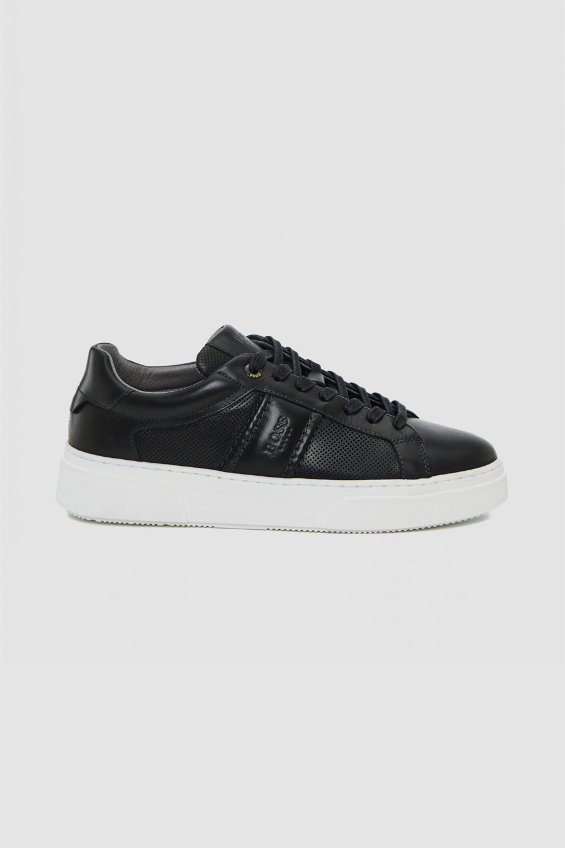 BOSS SHOES Boss Shoes ανδρικά δερμάτινα sneakers με λογότυπο - BC340 Μαύρο