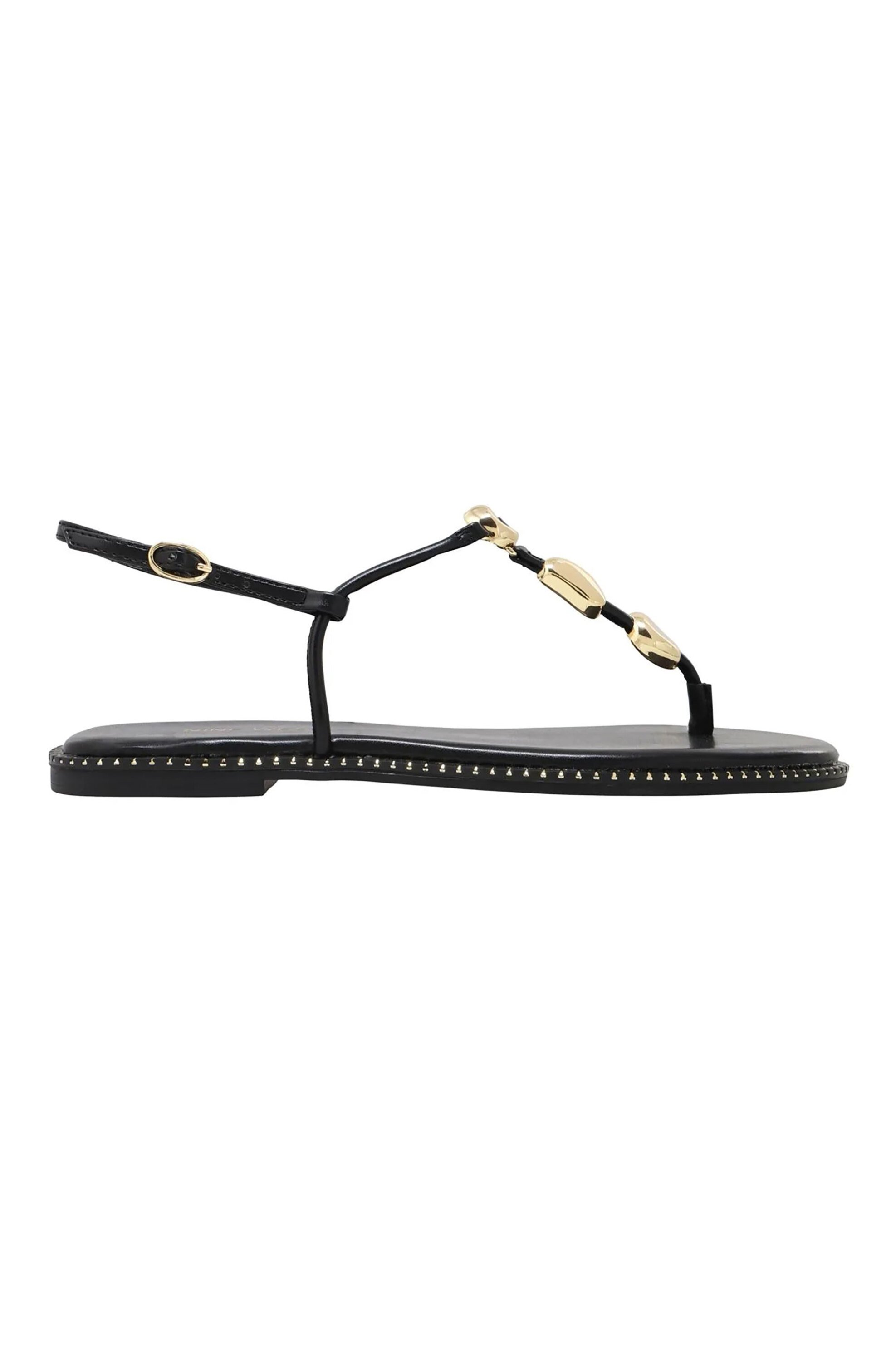 Nine West γυναικεία flat σανδάλια με χρυσές λεπτομέρειες "Derika3" - DERIKA3 01 Μαύρο