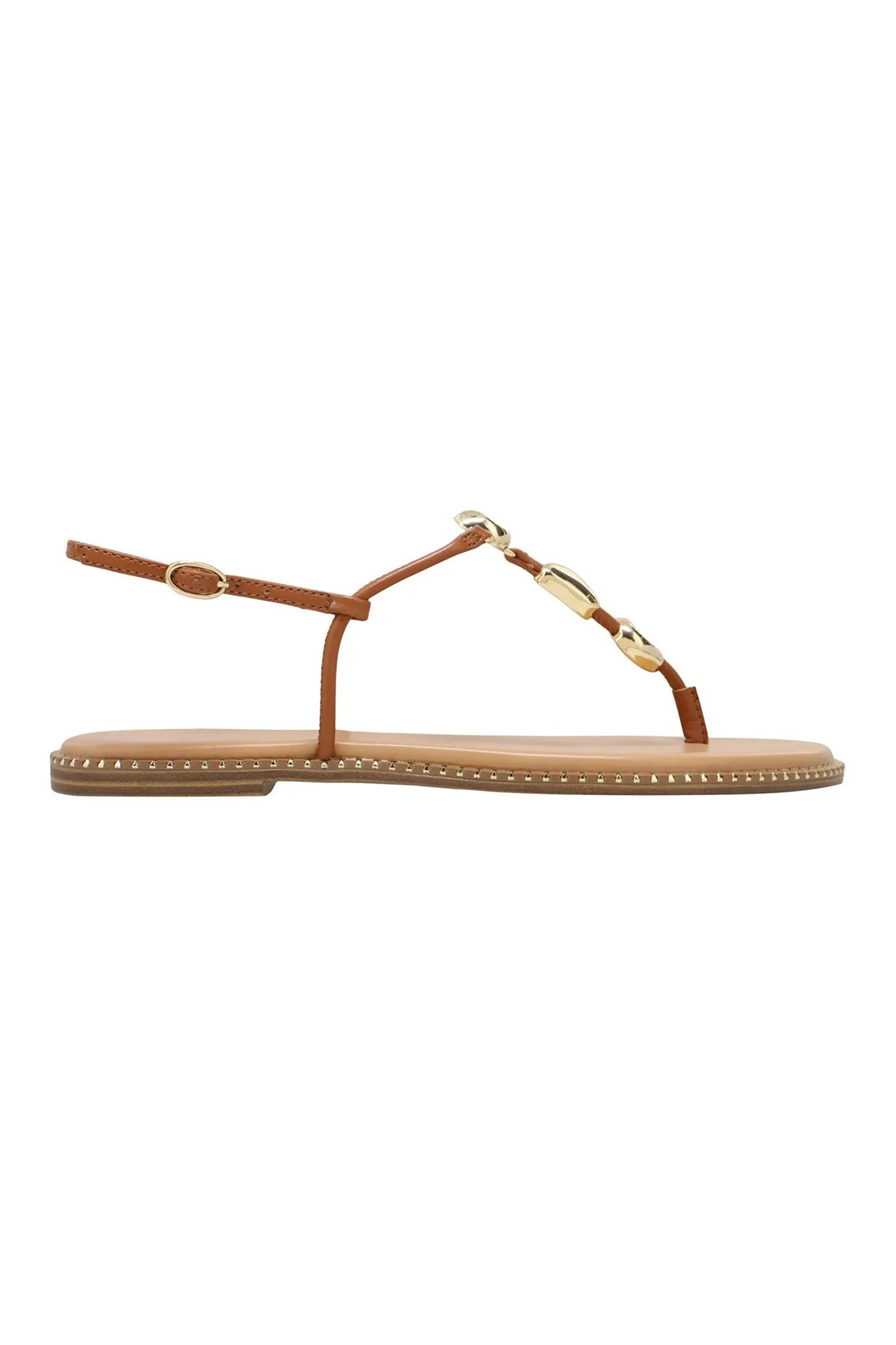 Nine West γυναικεία flat σανδάλια με χρυσές λεπτομέρειες "Derika3" - DERIKA3 21 Ταμπά