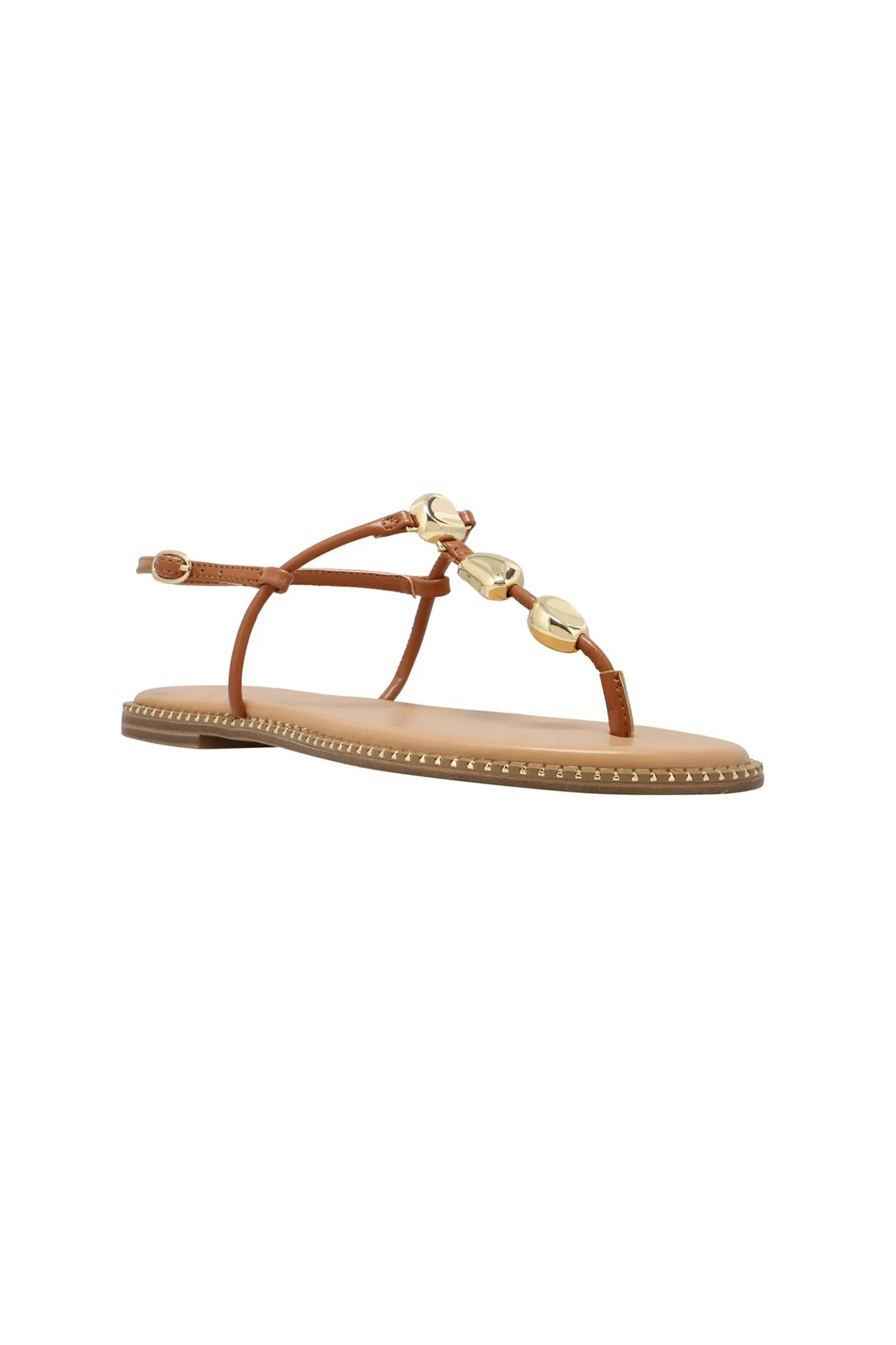 Nine West γυναικεία flat σανδάλια με χρυσές λεπτομέρειες 