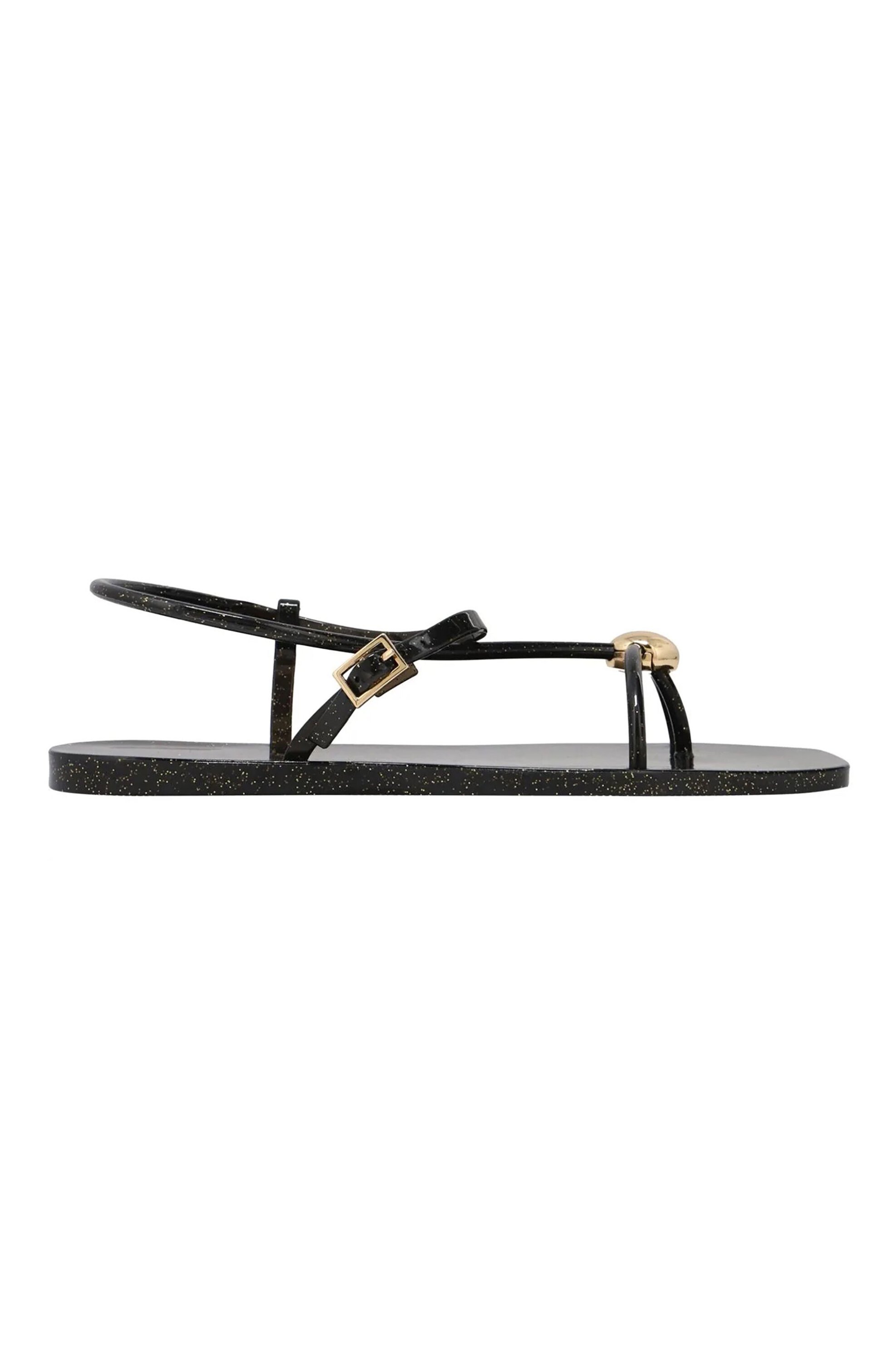 Nine West γυναικεία flat σανδάλια με χρυσές λεπτομέρειες "Shells3" - SHELLS3 01 Μαύρο
