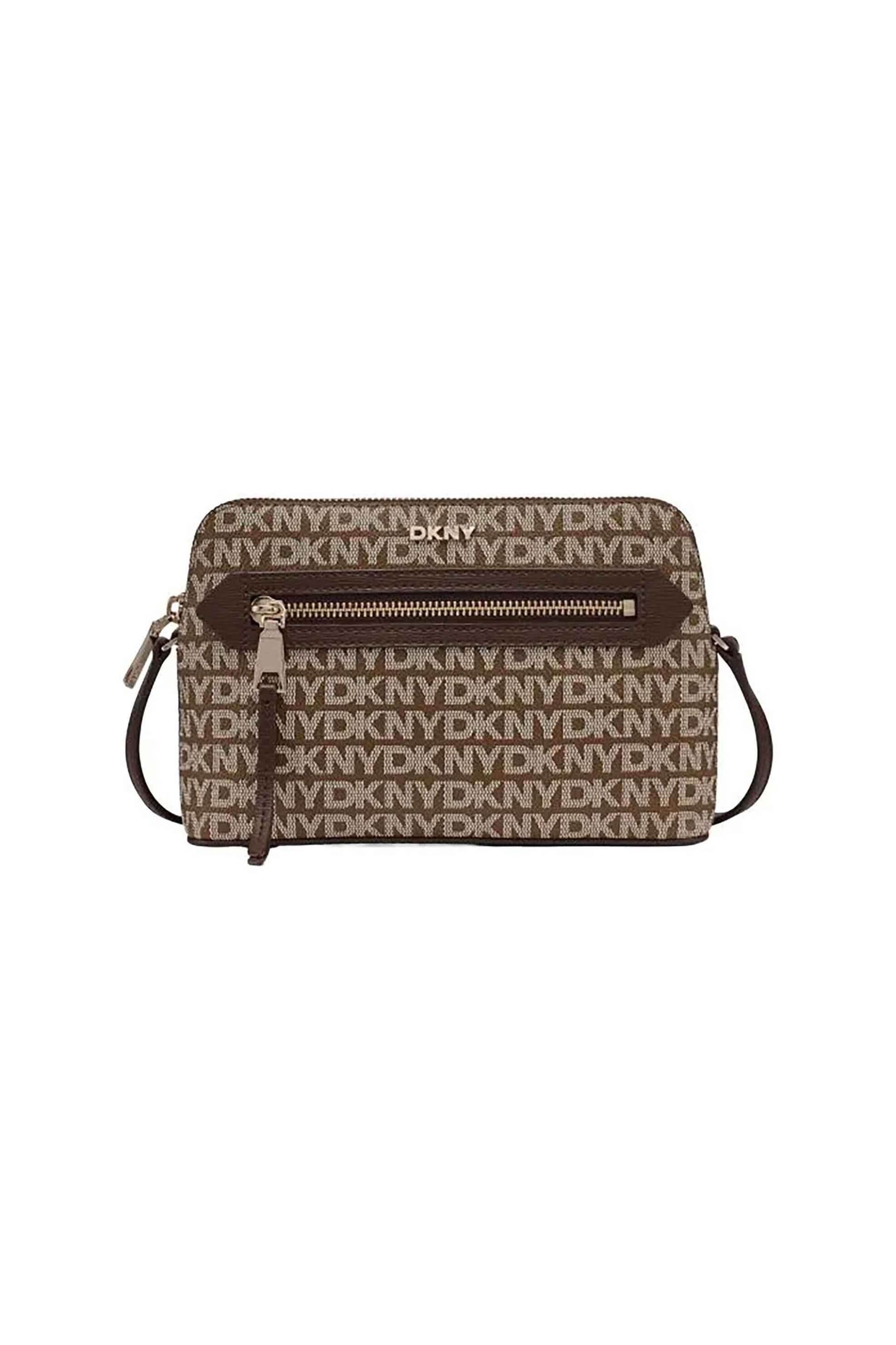 DKNY γυναικεία τσάντα crossbody με all-over logo print "Bryant" - R42EYE17 Εκρού