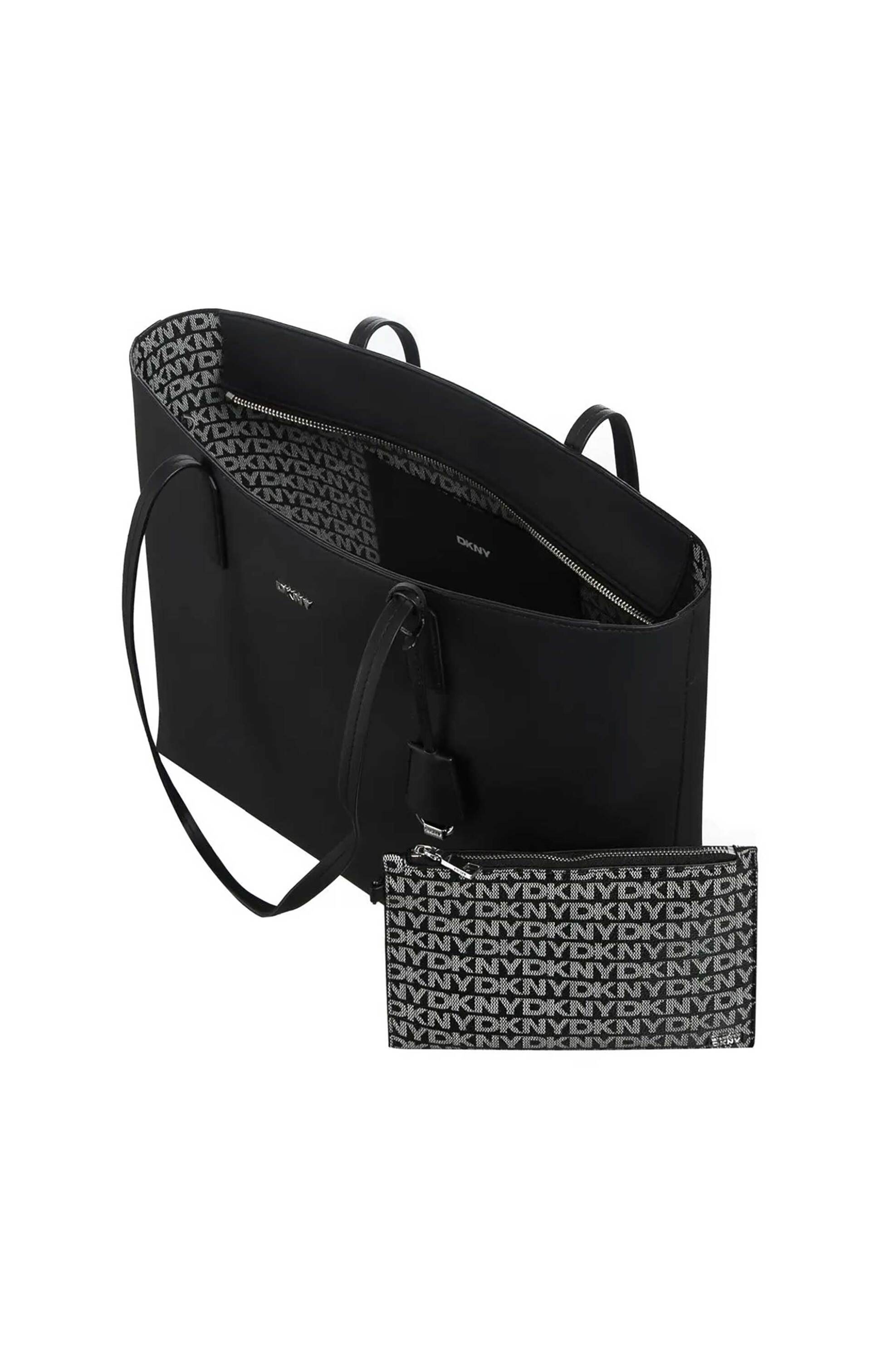 Dkny Γυναικεία Τσάντα Ώμου Tote με Μεταλλικό Λογότυπο Saige - R44Ayi42 Μαύρο