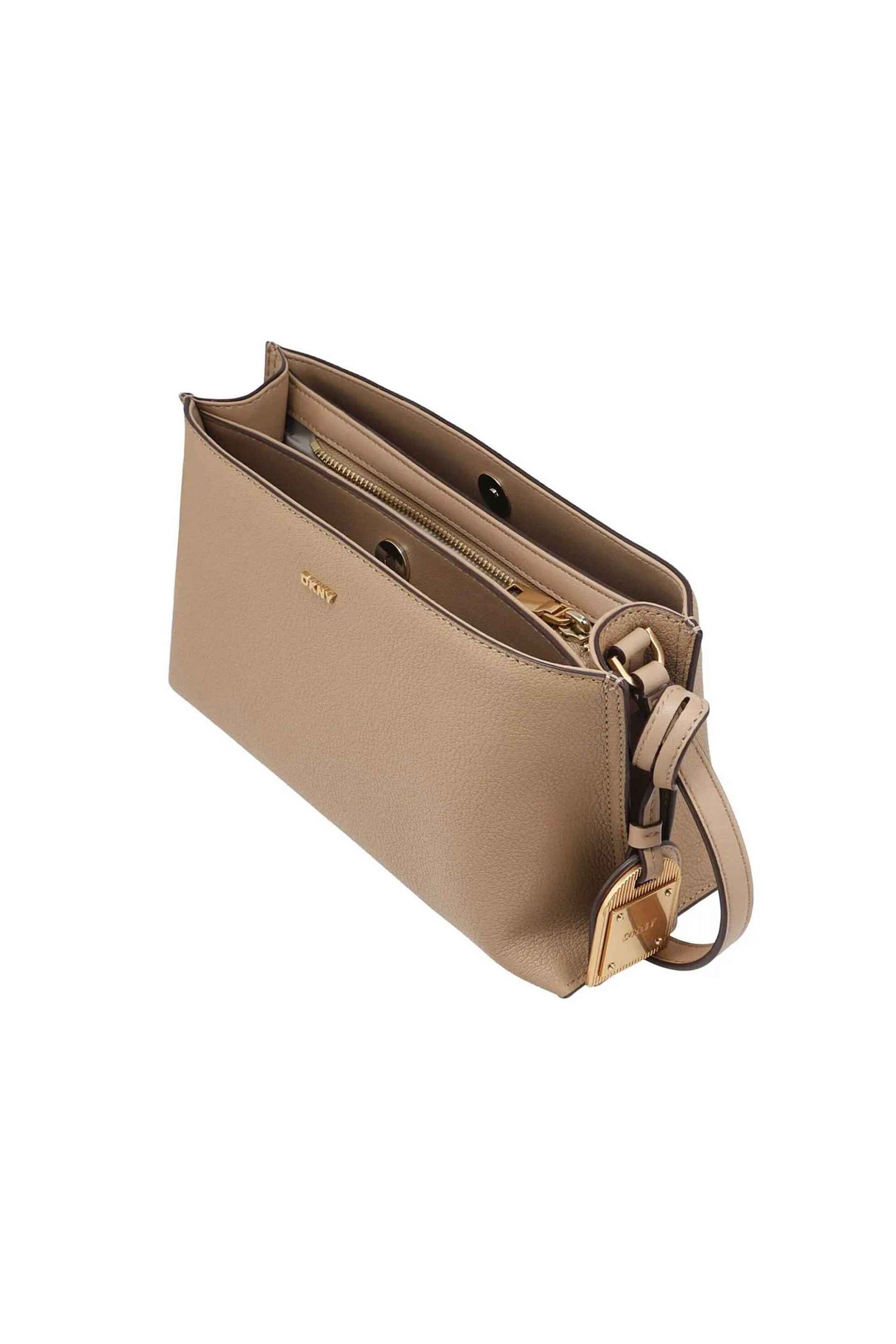 Dkny Γυναικεία Τσάντα Crossbody με Μεταλλικό Λογότυπο Alya - R44E1I54 Καμηλό