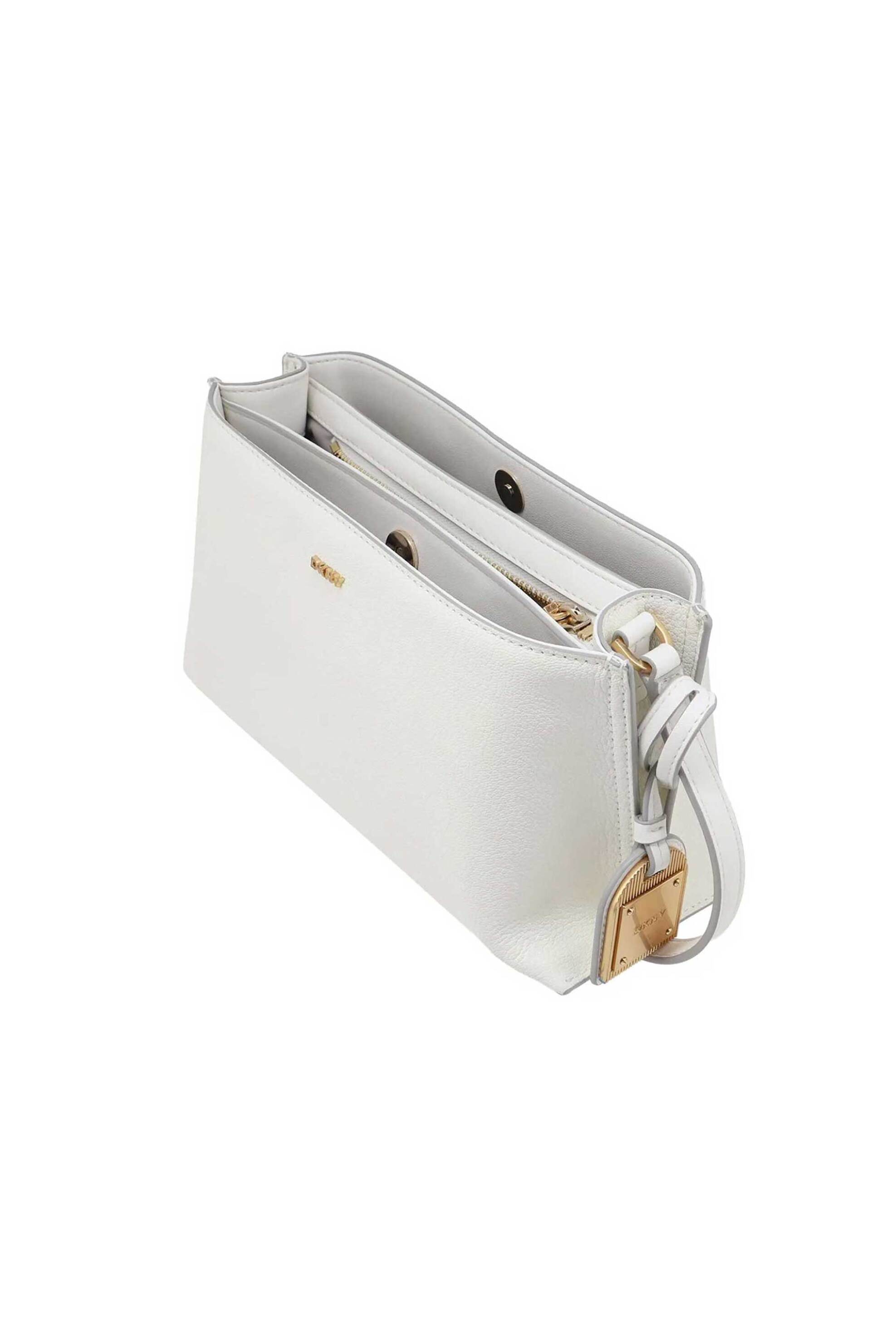 Dkny Γυναικεία Τσάντα Crossbody με Μεταλλικό Λογότυπο Alya - R44E1I54 Λευκό