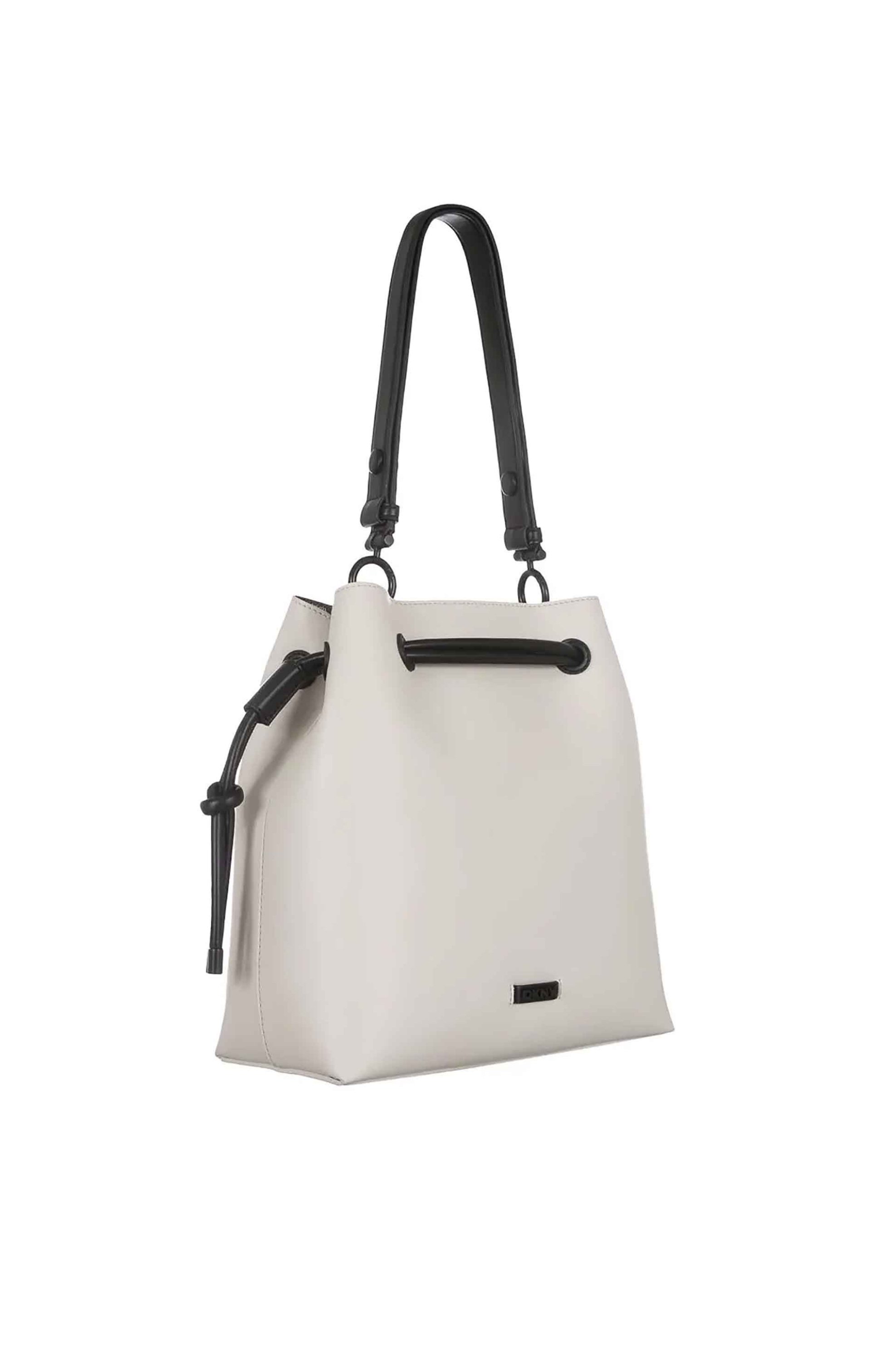 DKNY γυναικεία τσάντα bucket με μεταλλικό λογότυπο "Teigan" - R44JZI31 Λευκό φωτογραφία