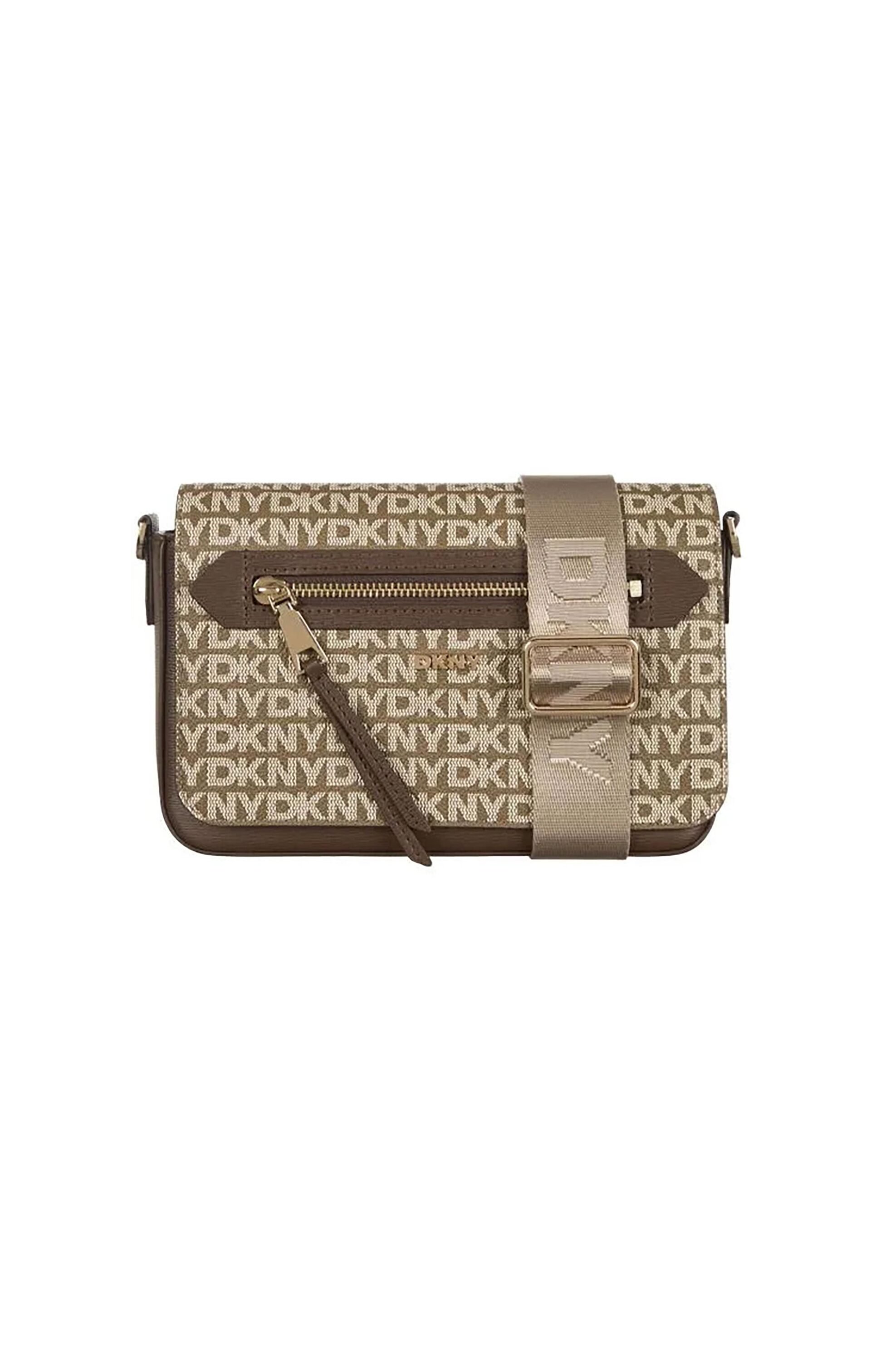 DKNY γυναικεία τσάντα crossbody με all-over logo print "Bryant Ave" - R42EYE21 Καφέ